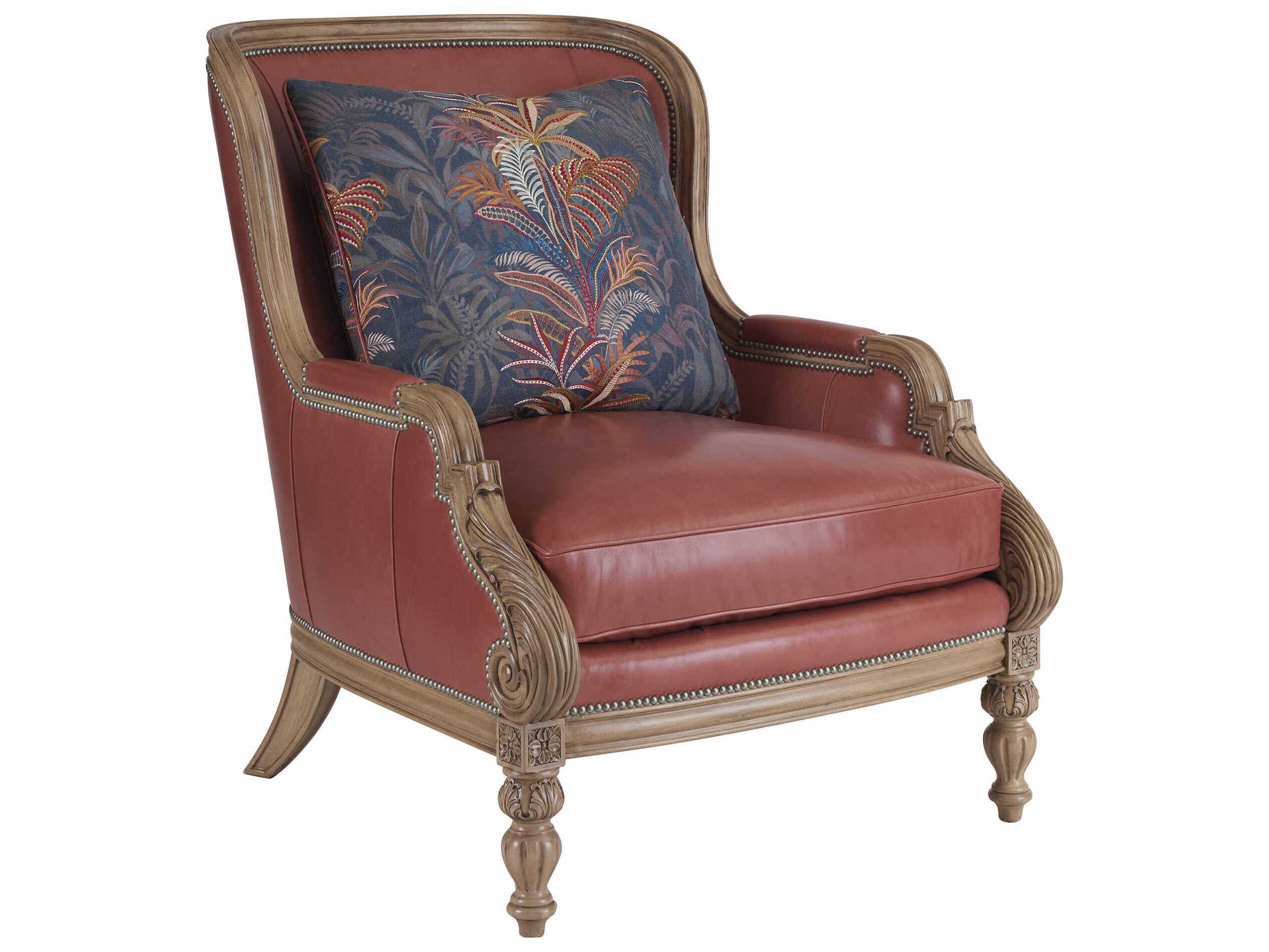 Barclay Butera Upholstery Kamari Red Leather Accent Chair