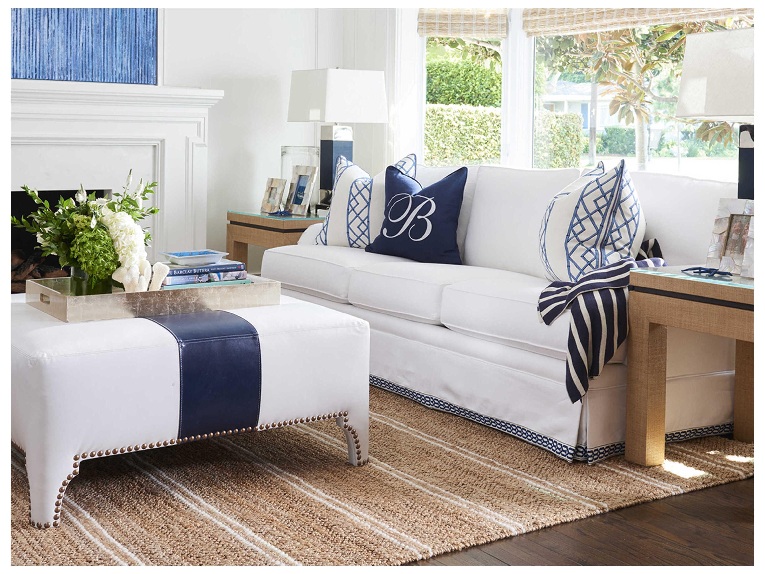 Barclay Butera Upholstery Sheffield Leather Ottoman