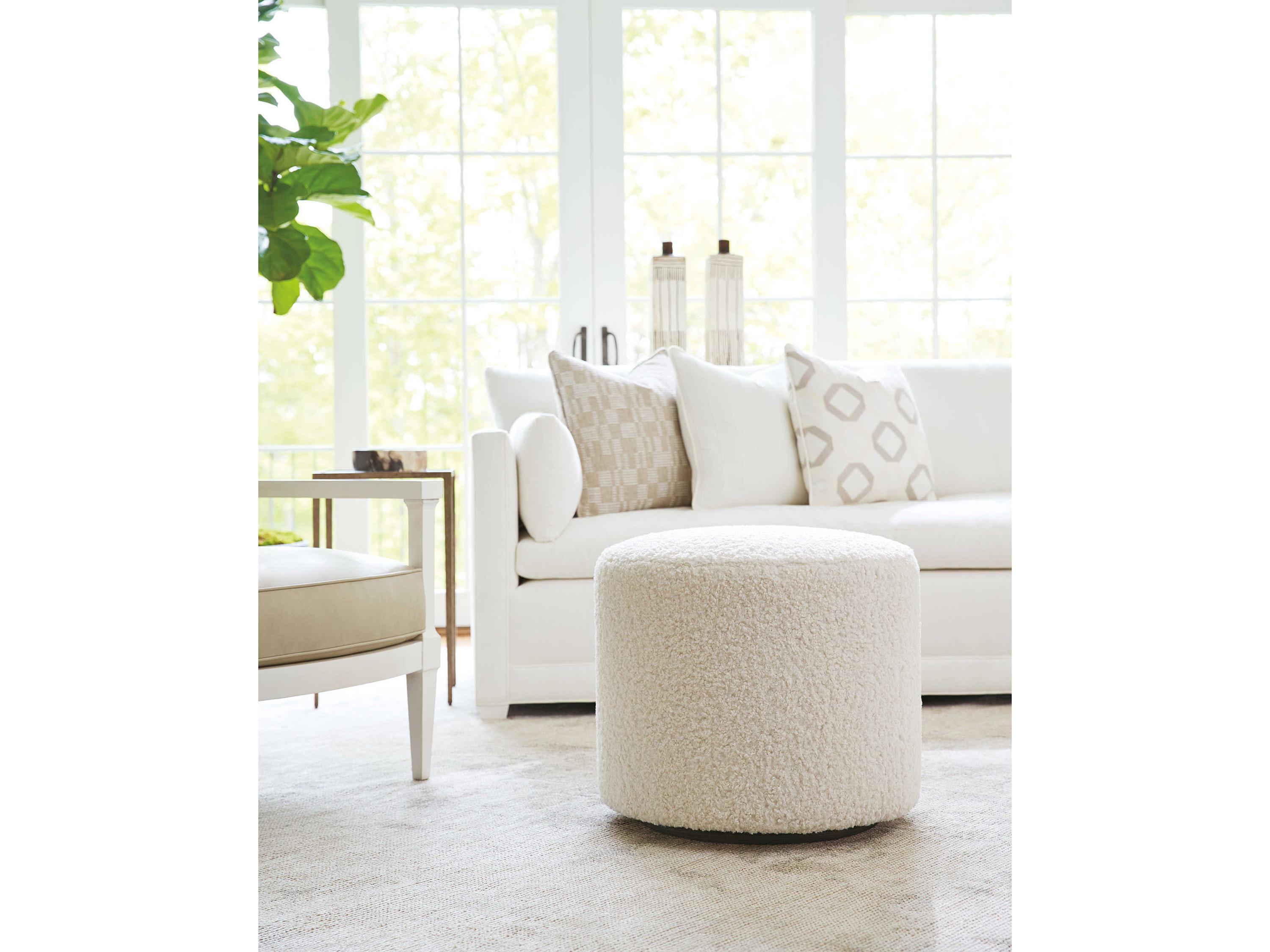Barclay Butera Upholstery Three Arch Swivel White Upholstered Ottoman
