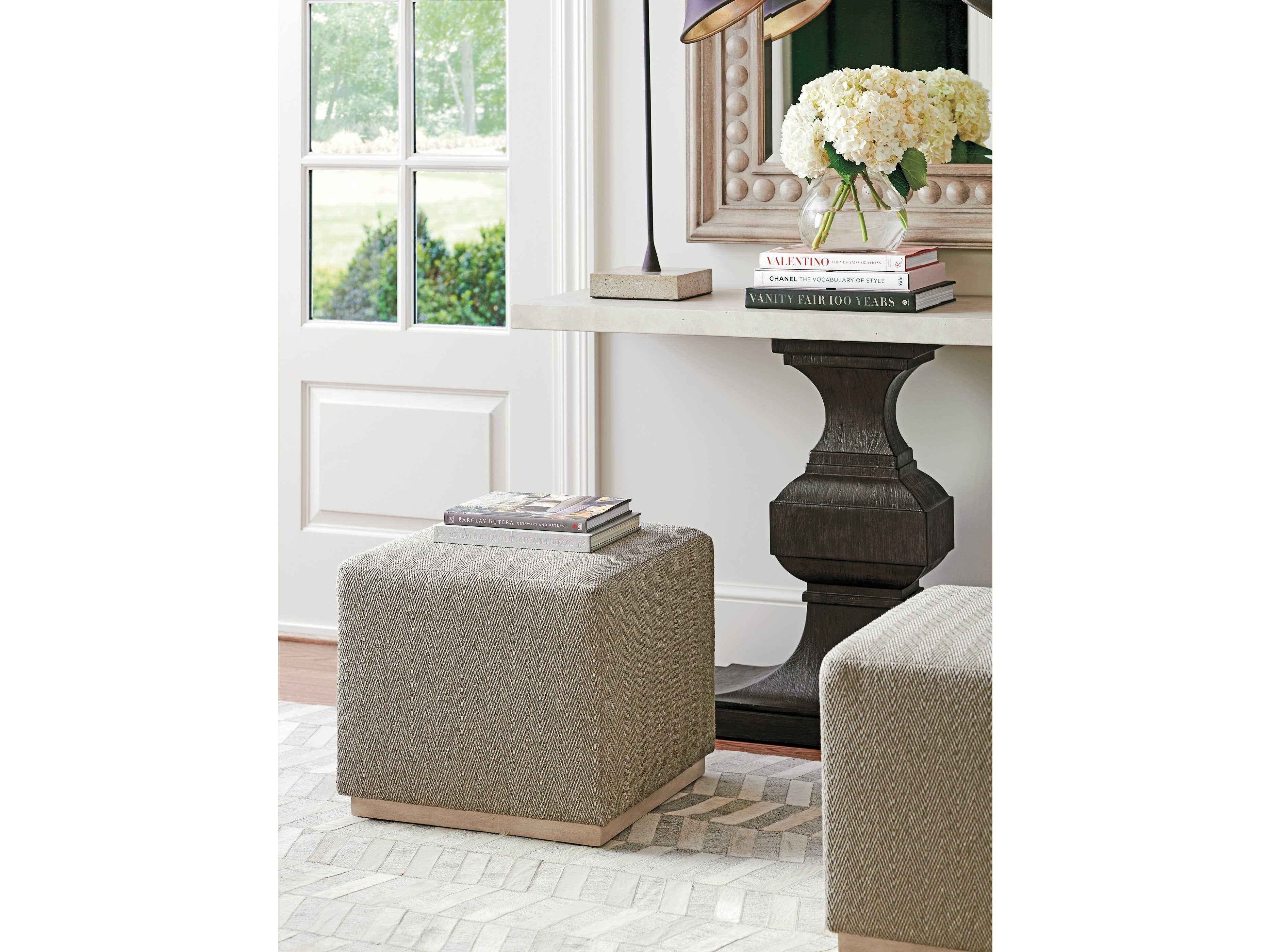 Barclay Butera Upholstery Colby Gray Upholstered Ottoman