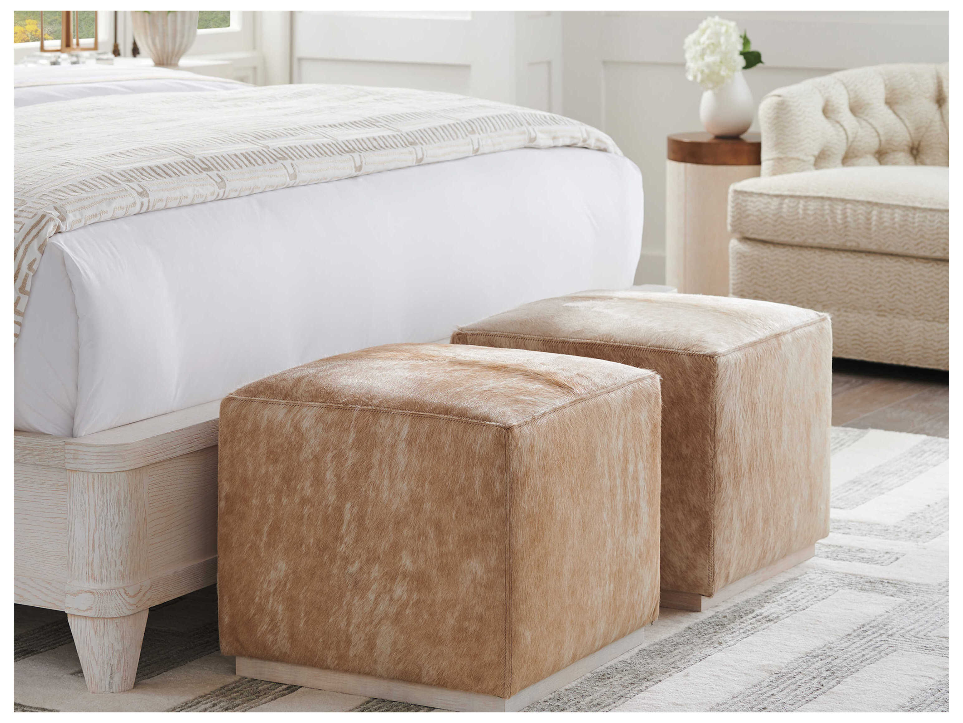 Barclay Butera Upholstery Colby Portola Leather Ottoman