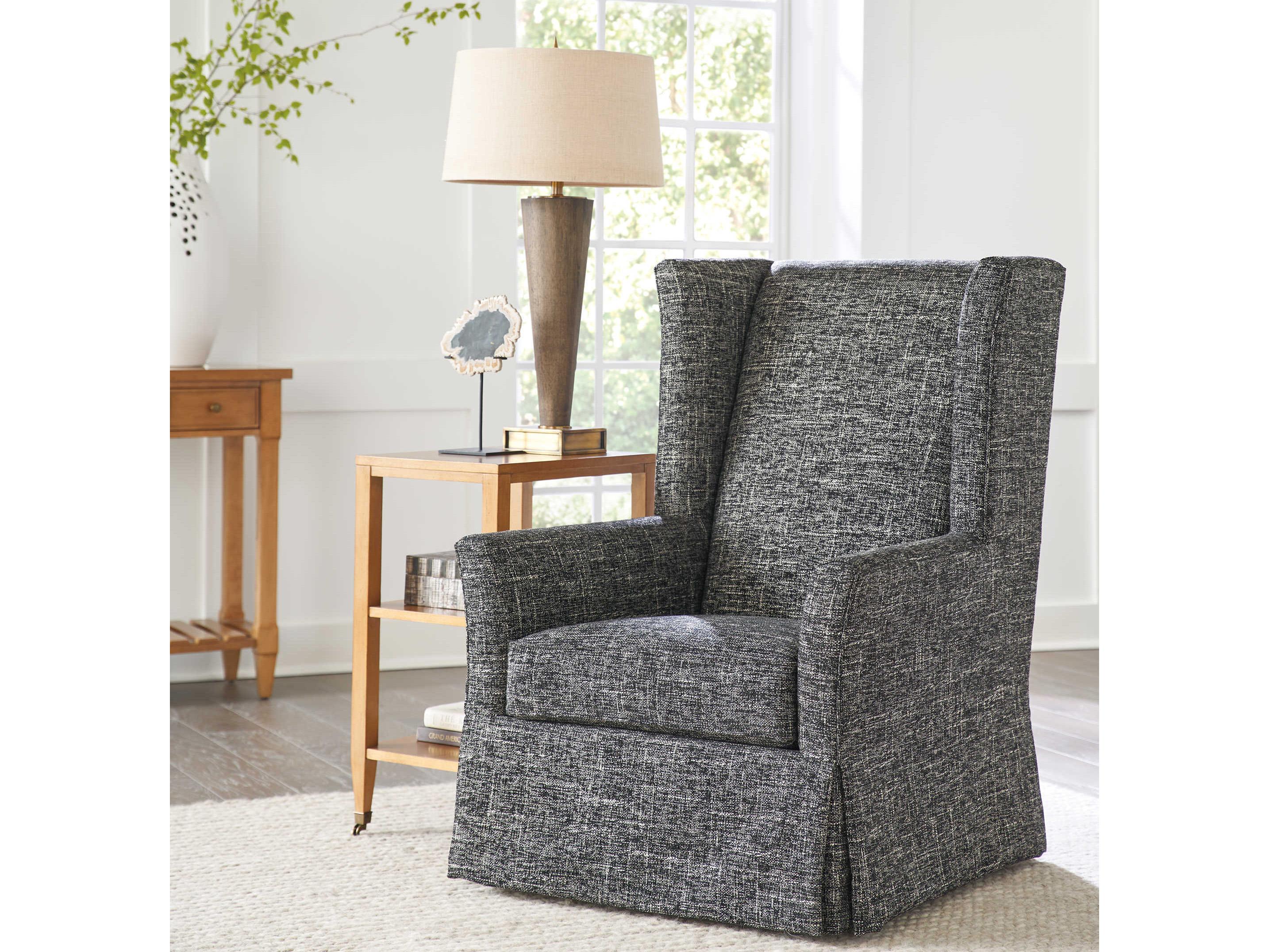 Barclay Butera Upholstery El Moro Swivel Black Fabric Accent Chair
