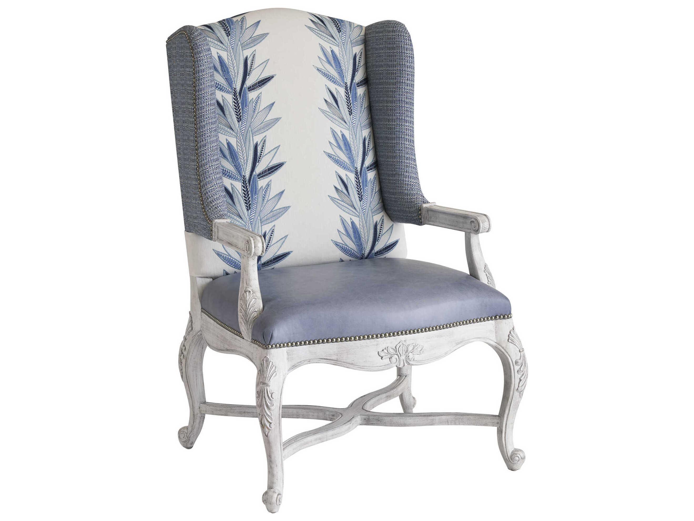 Barclay Butera Upholstery Patras Blue Leather Accent Chair