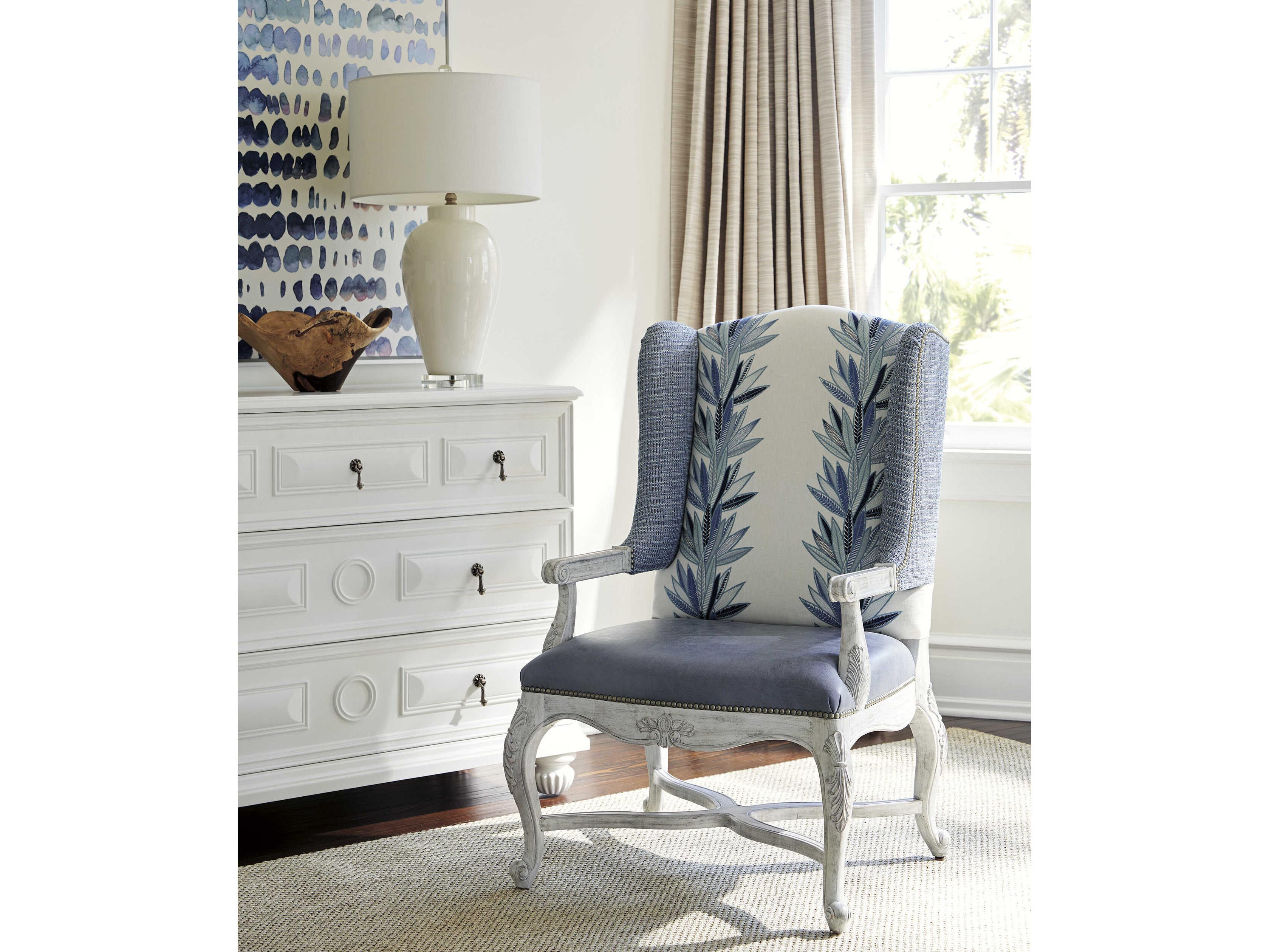 Barclay Butera Upholstery Patras Blue Leather Accent Chair