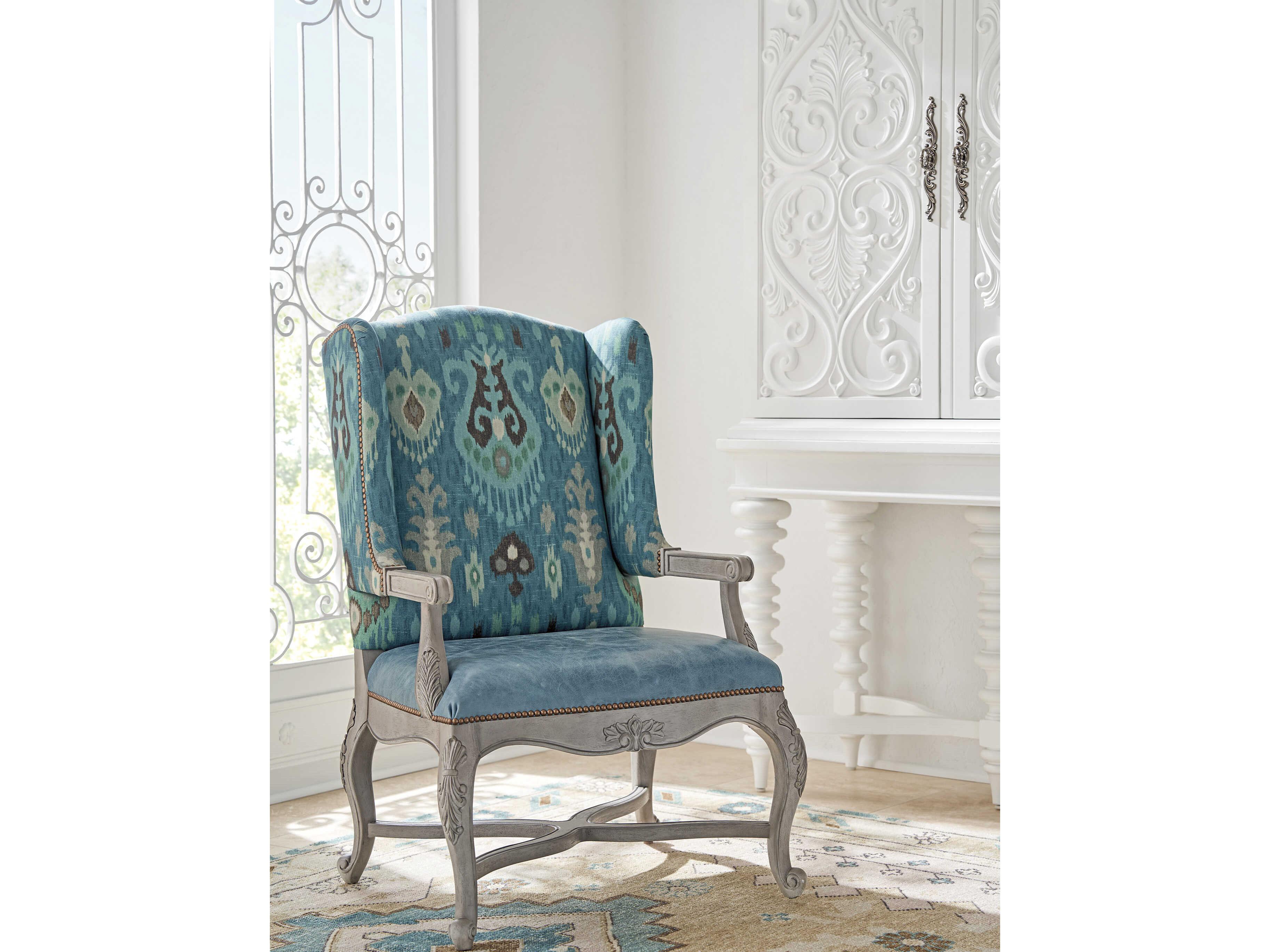 Barclay Butera Upholstery Patras Blue Leather Accent Chair