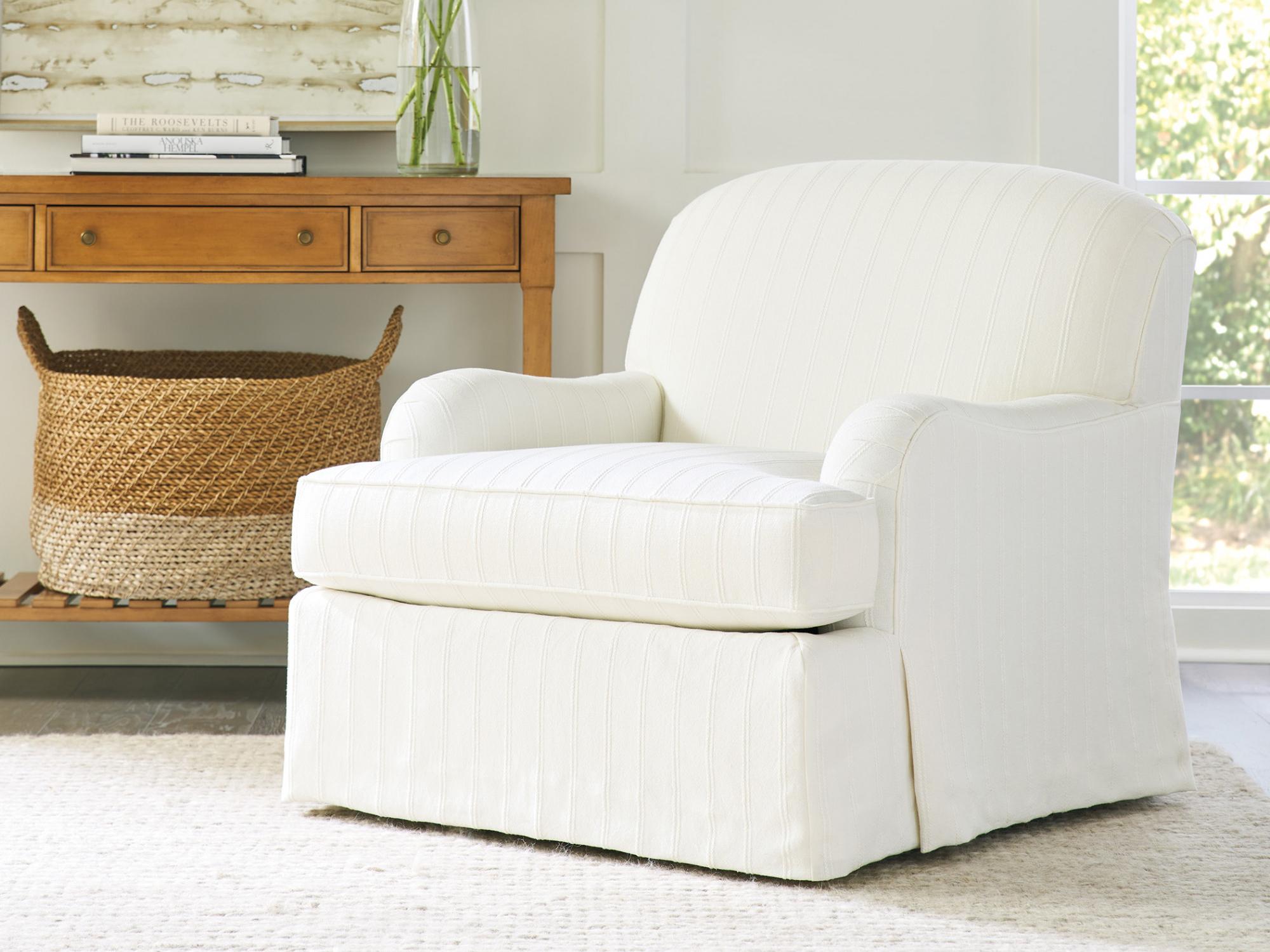 Barclay Butera Upholstery Woods Cove Swivel Fabric Accent Chair