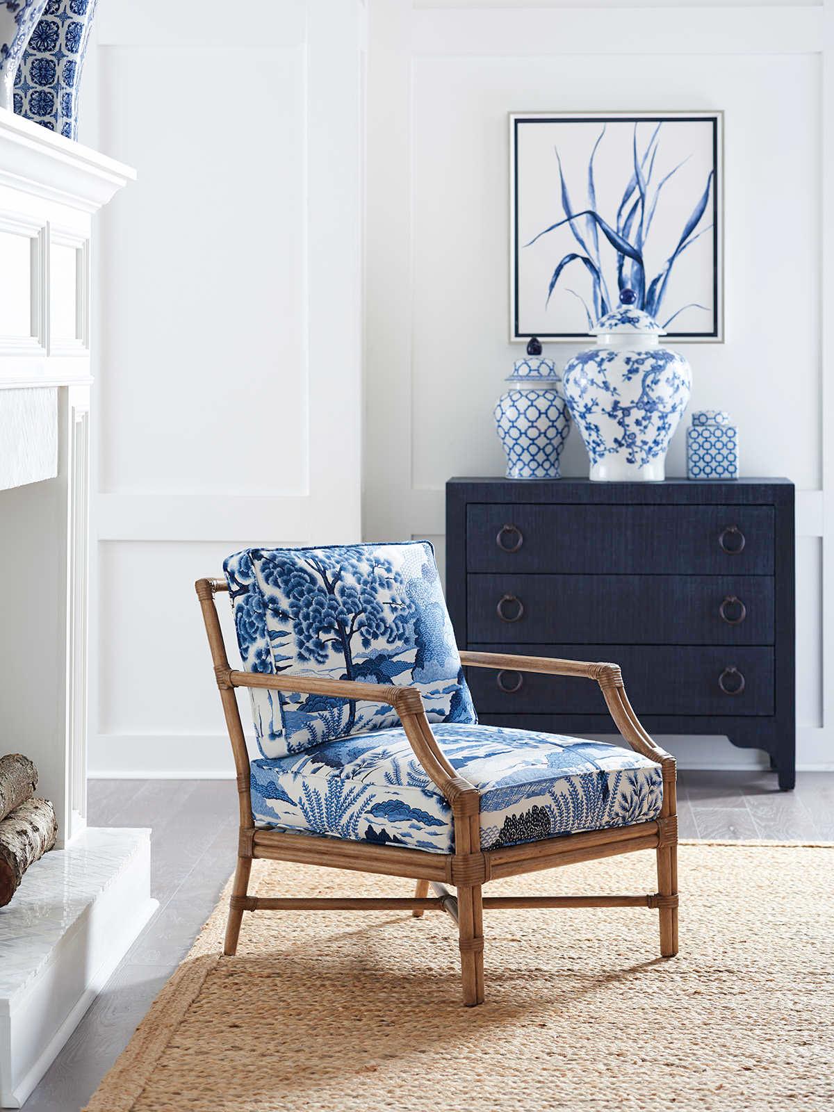 Barclay Butera Upholstery Redondo Blue Fabric Accent Chair