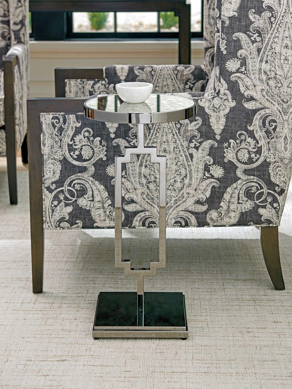 Barclay Butera Brentwood Stonehill Round Glass Wilshire End Table