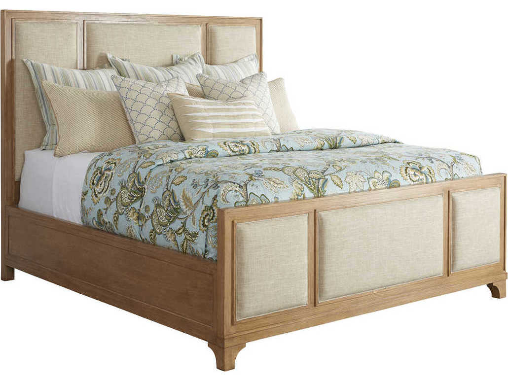 Barclay Butera Newport Crystal Cove Sandstone Beige Wood King Panel Bed
