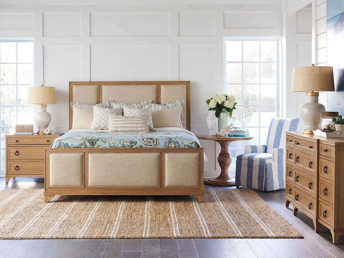Barclay Butera Newport Crystal Cove Sandstone Beige Wood King Panel Bed