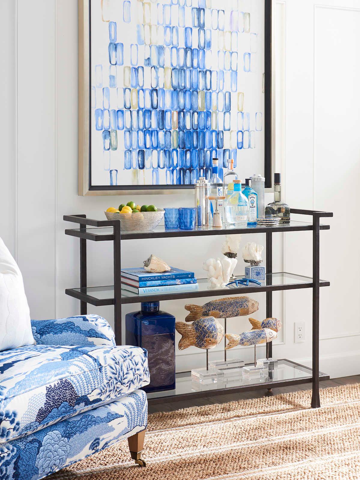 Barclay Butera Newport Huntington Rectangular Glass Sandstone Console Table