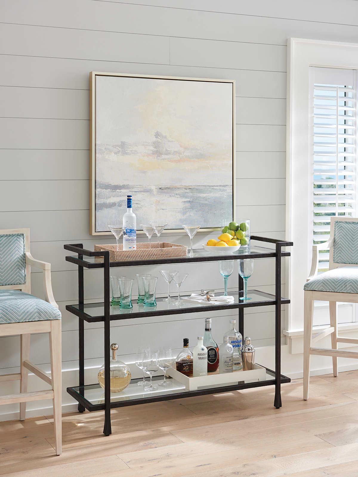 Barclay Butera Newport Huntington Rectangular Glass Sandstone Console Table