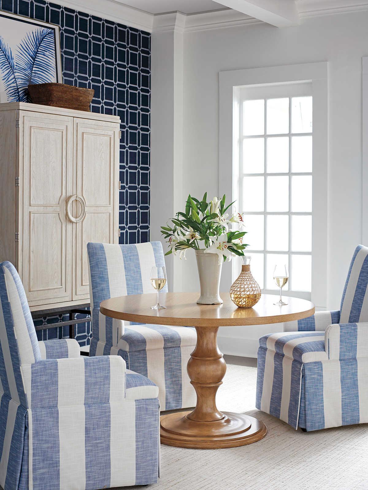 Barclay Butera Newport Corona Del Mar Round Wood Sandstone Dining Table