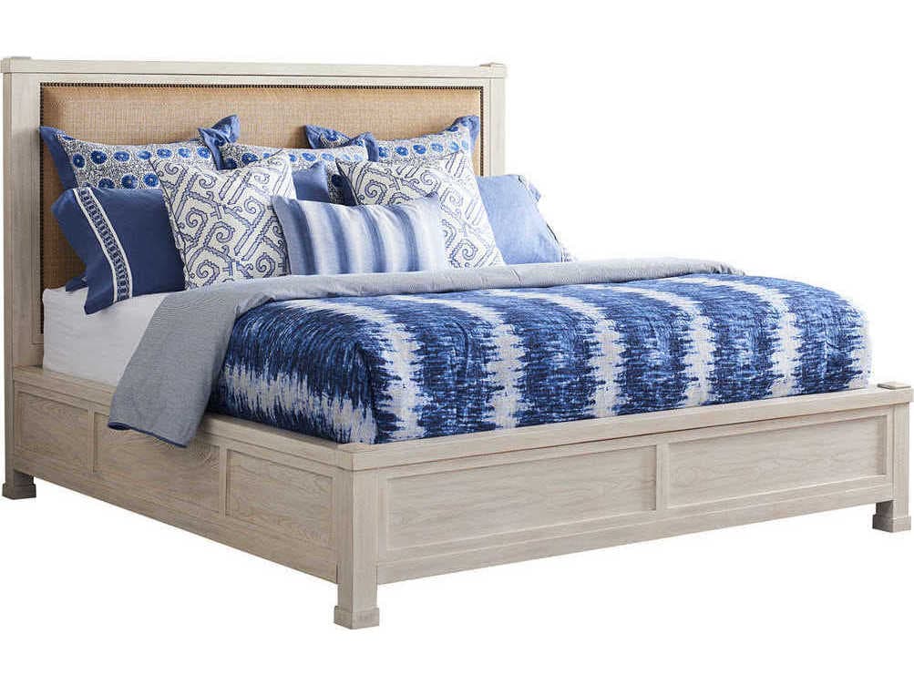 Barclay Butera Newport Shorecliff Sailcloth Beige Wood King Poster Bed