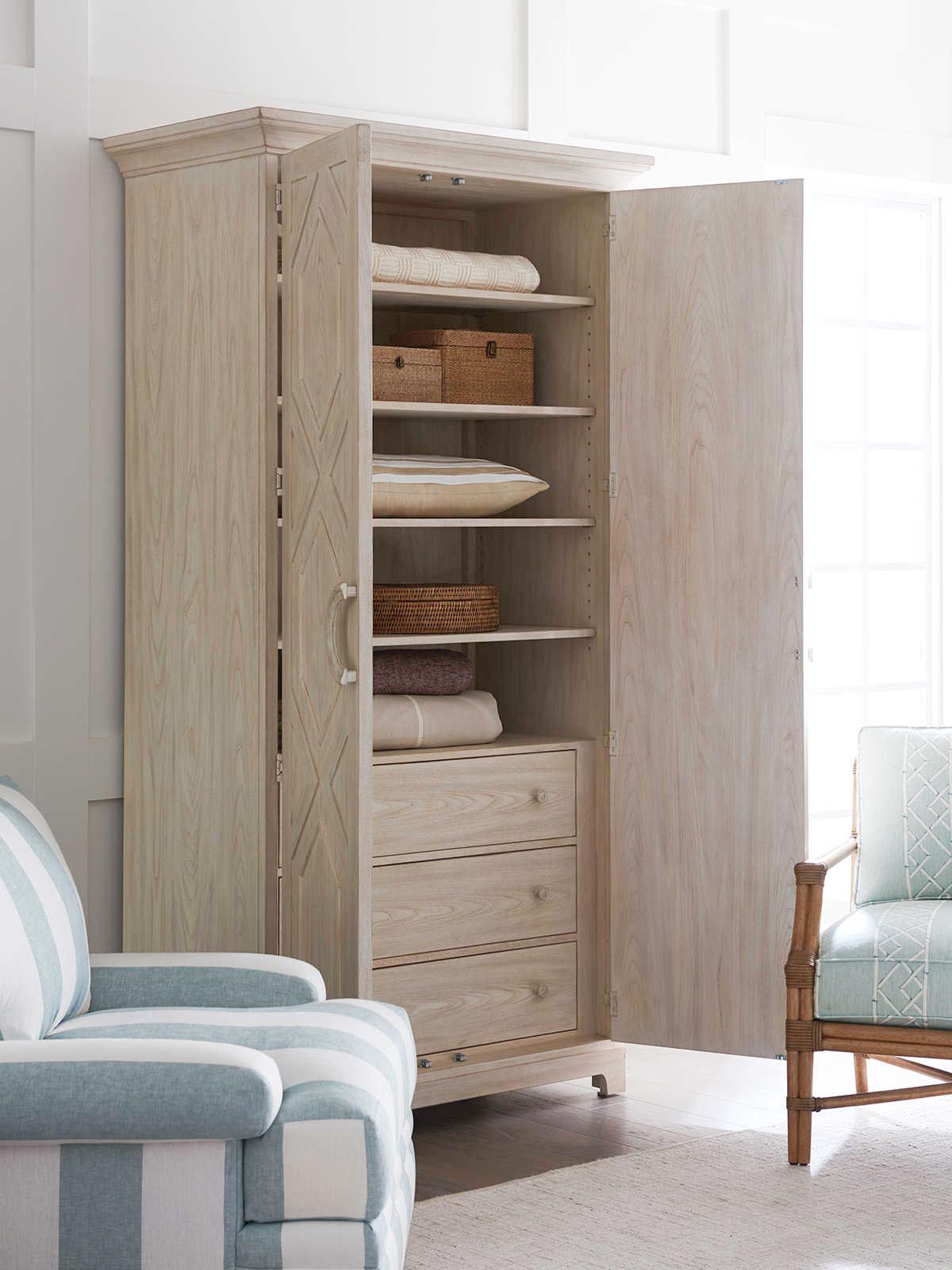 Barclay Butera Newport Pacific Coast Sailcloth Display Cabinet