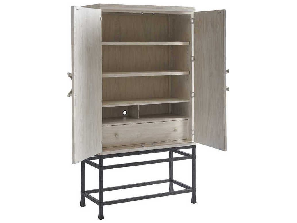 Barclay Butera Newport Jade White Sailcloth Bar Cabinet