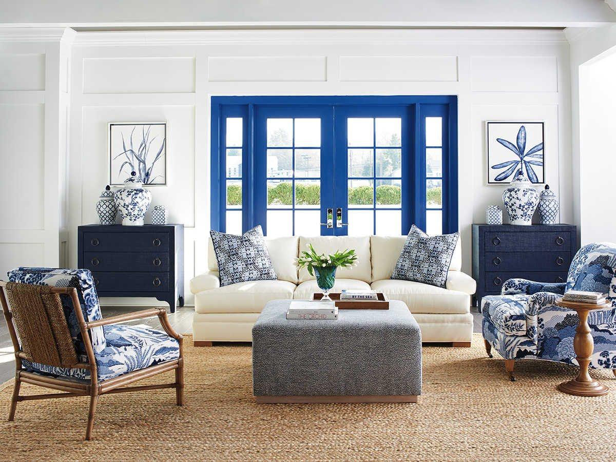 Barclay Butera Newport Balboa Island 3-Drawers Blue Chest Nightstand