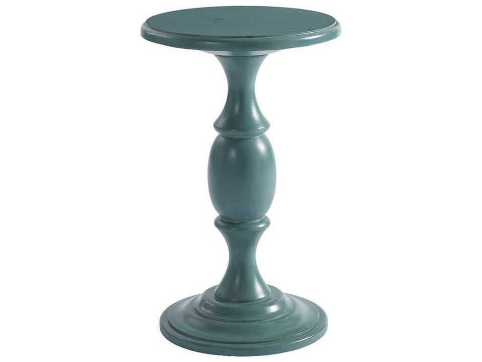 Barclay Butera Newport Yacht Club Round Wood Sea Glass End Table