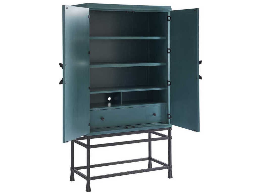 Barclay Butera Newport Jade Blue Sea Glass Bar Cabinet