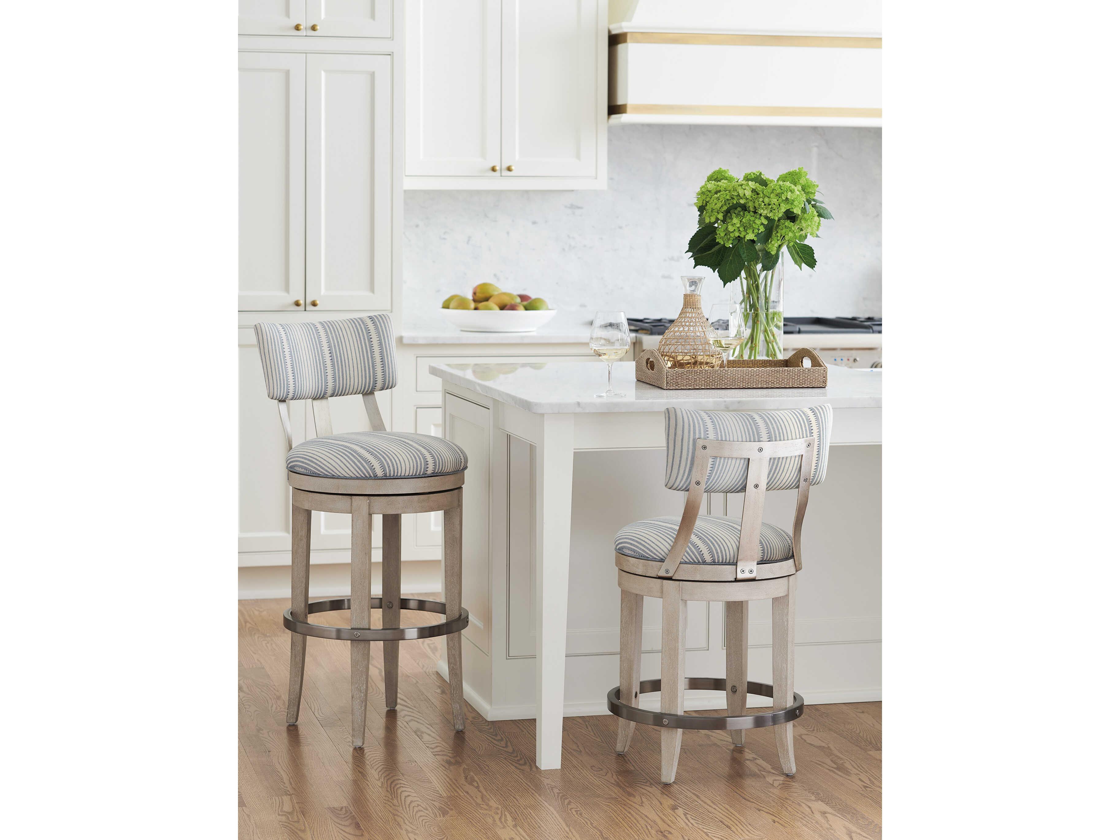 Barclay Butera Malibu Cliffside Dune Upholstered Swivel Bar Stool