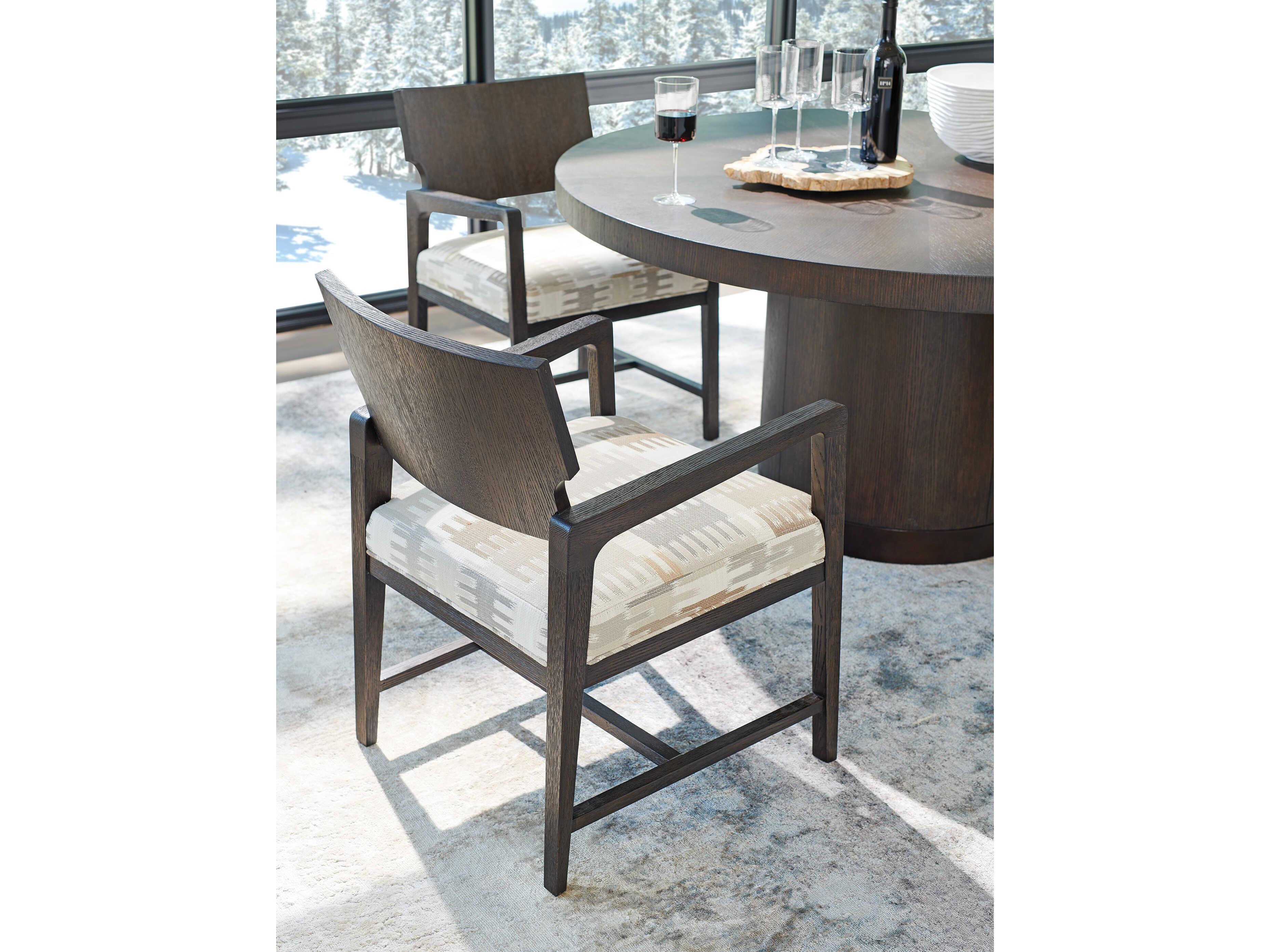 Barclay Butera Park City Highland Brown Upholstered Arm Dining Chair