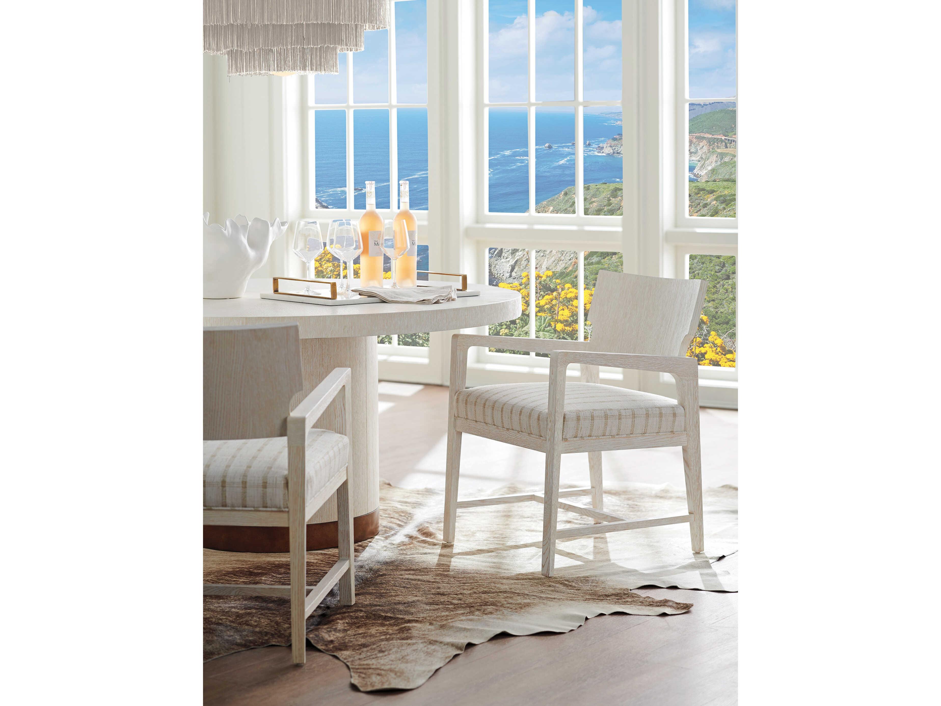 Barclay Butera Carmel Ridgewood Beige Upholstered Arm Dining Chair