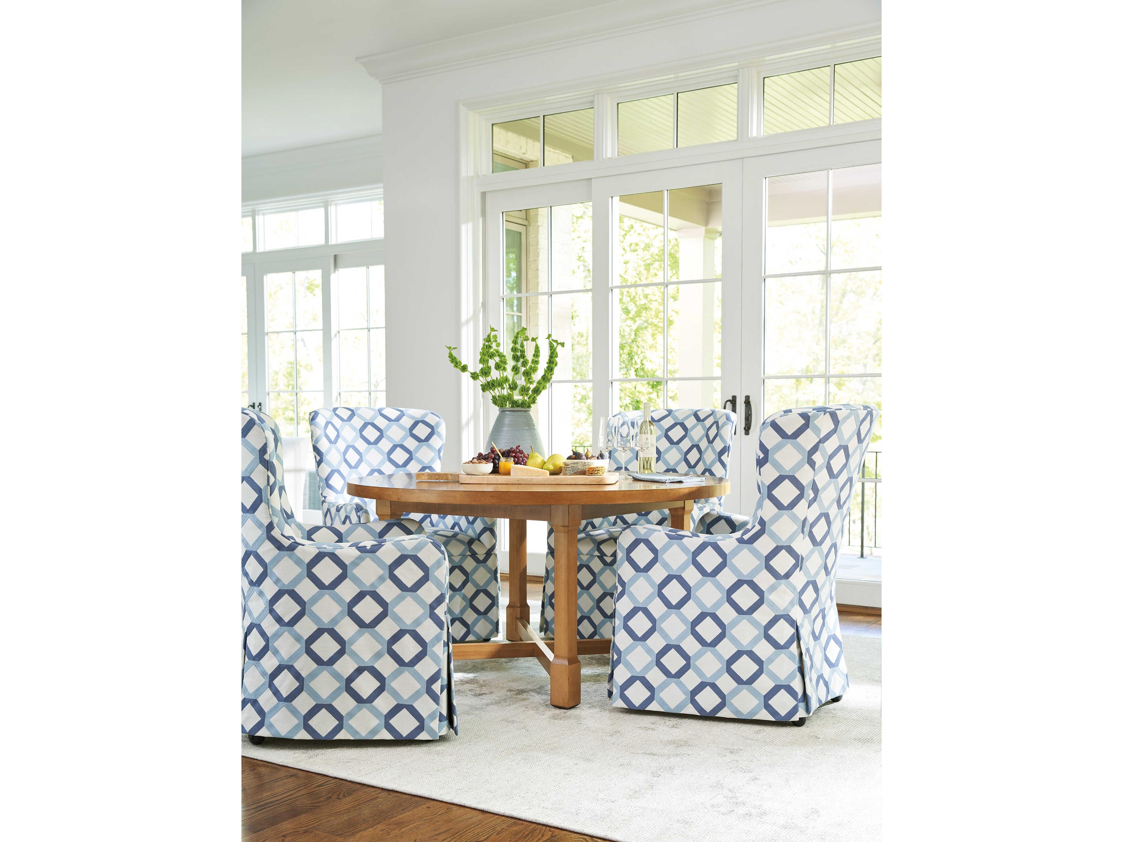 Barclay Butera Laguna Aliso Blue Upholstered Arm Dining Chair