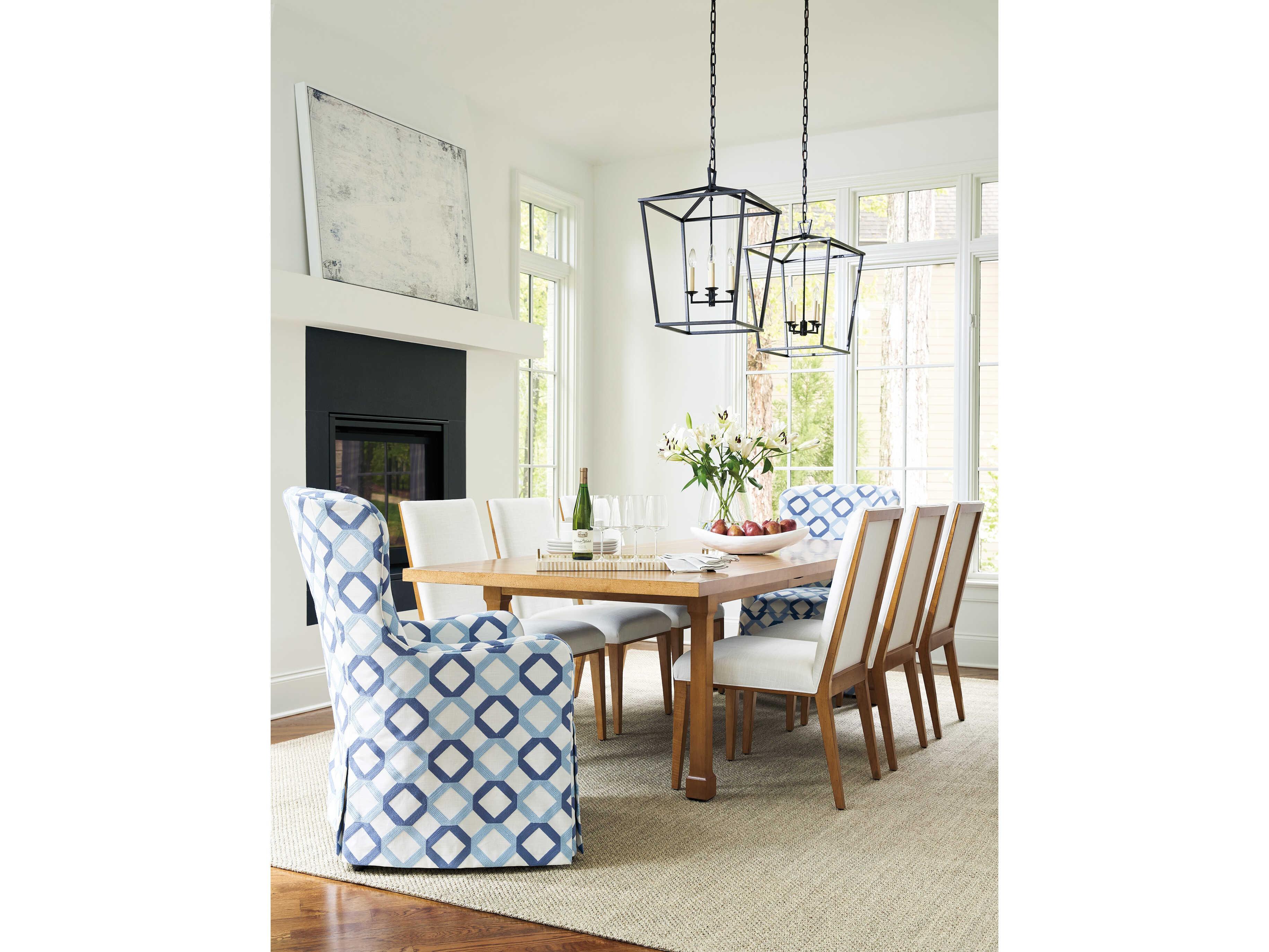 Barclay Butera Laguna Aliso Blue Upholstered Arm Dining Chair