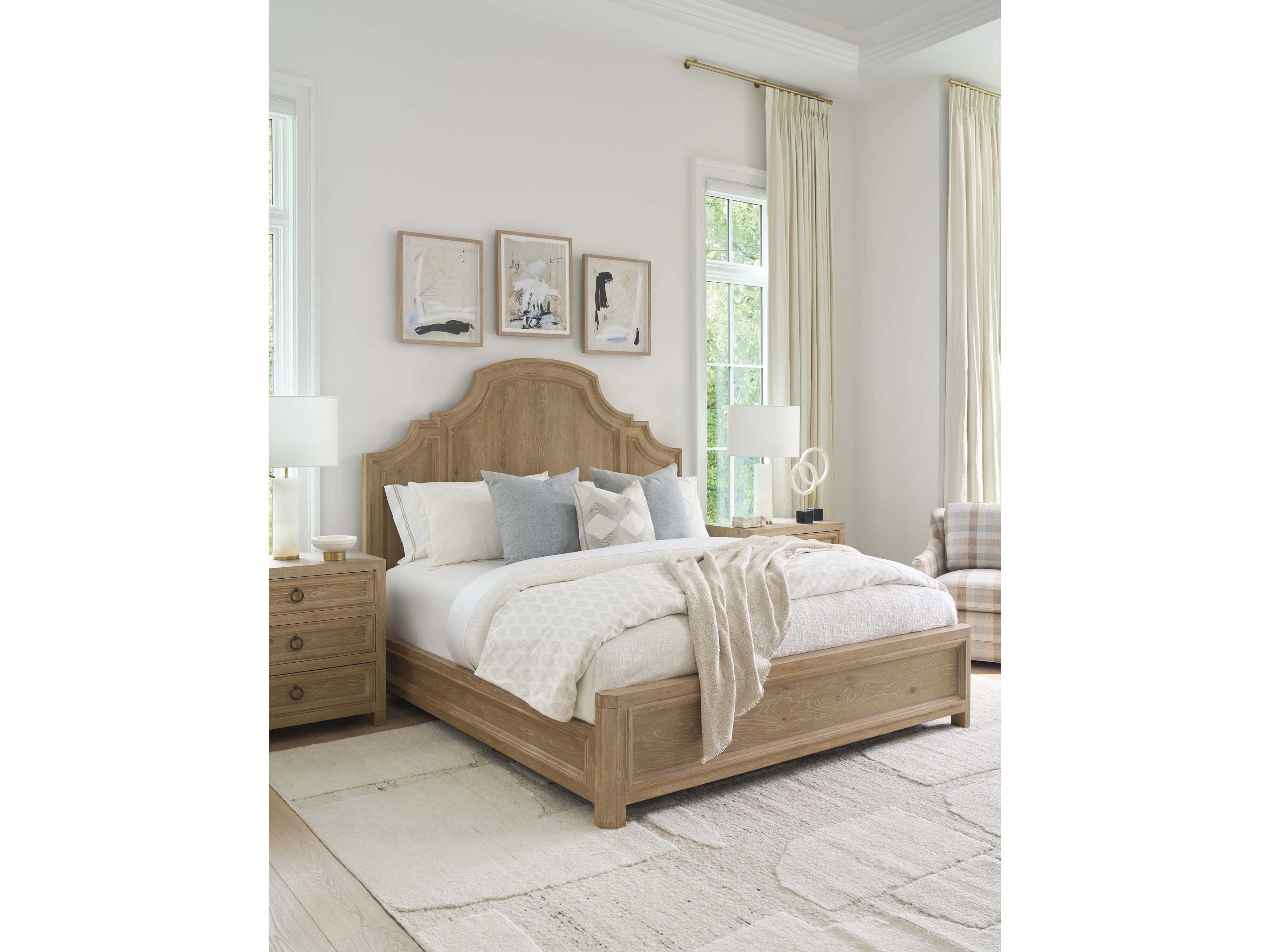 Barclay Butera Montecito Valley Club Beige Wood King Panel Bed