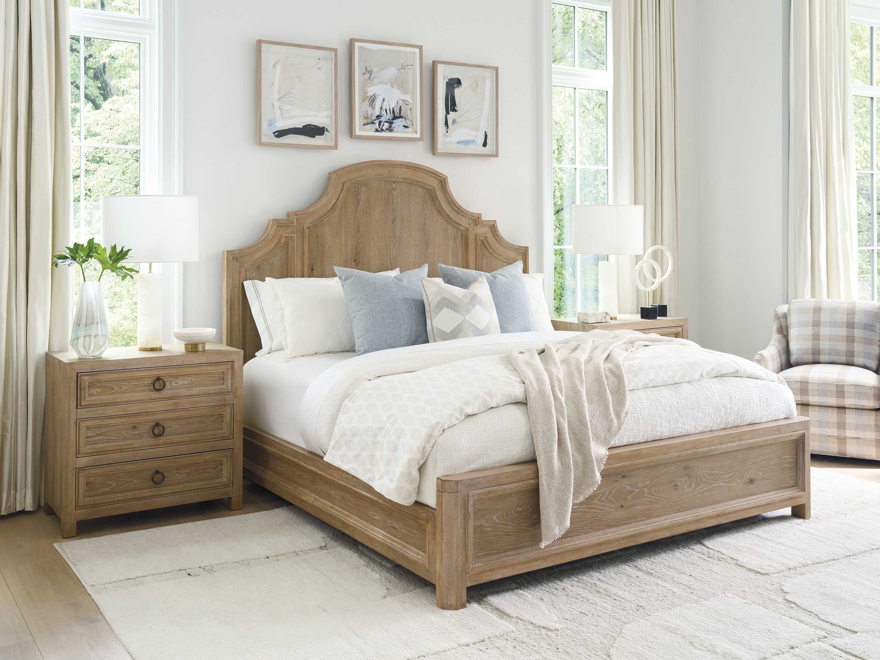 Barclay Butera Montecito Valley Club Beige Wood King Panel Bed