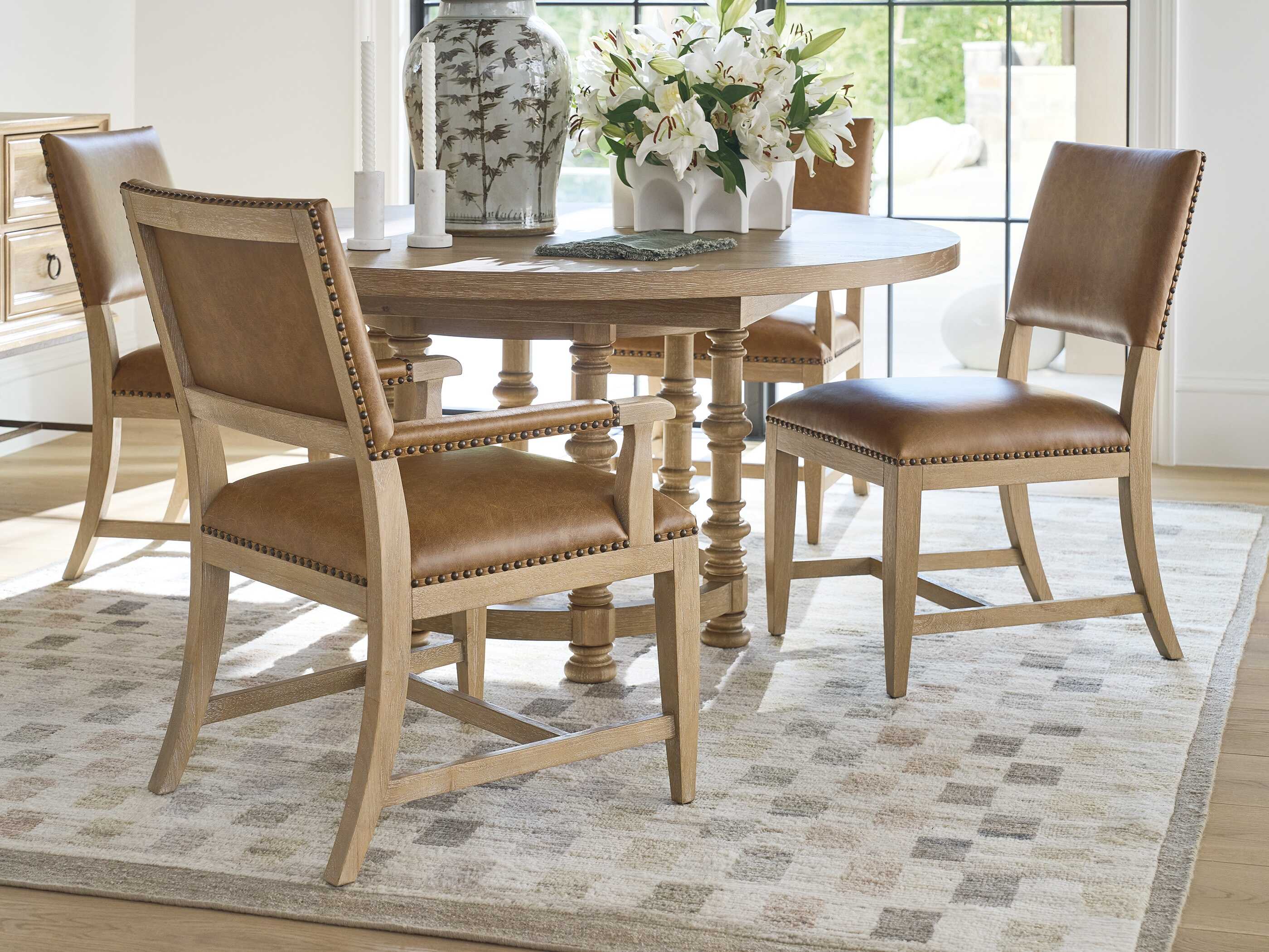 Barclay Butera Montecito Colburn Brown Leather Armless Dining Chair