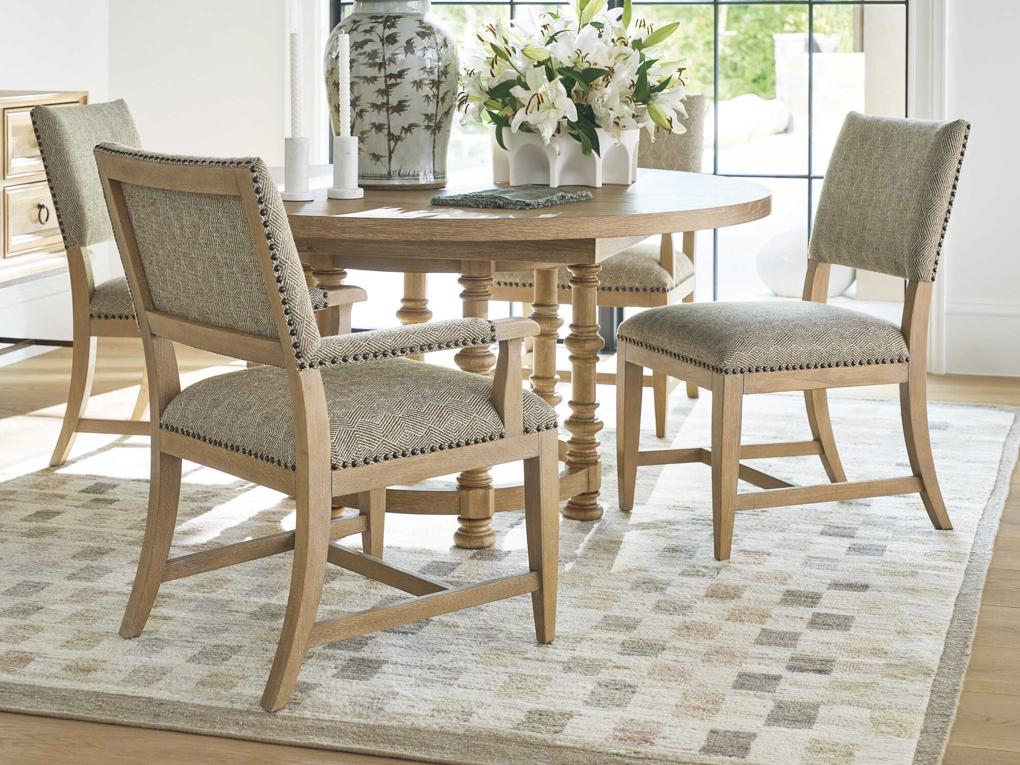 Barclay Butera Montecito Colburn Brown Upholstered Arm Dining Chair