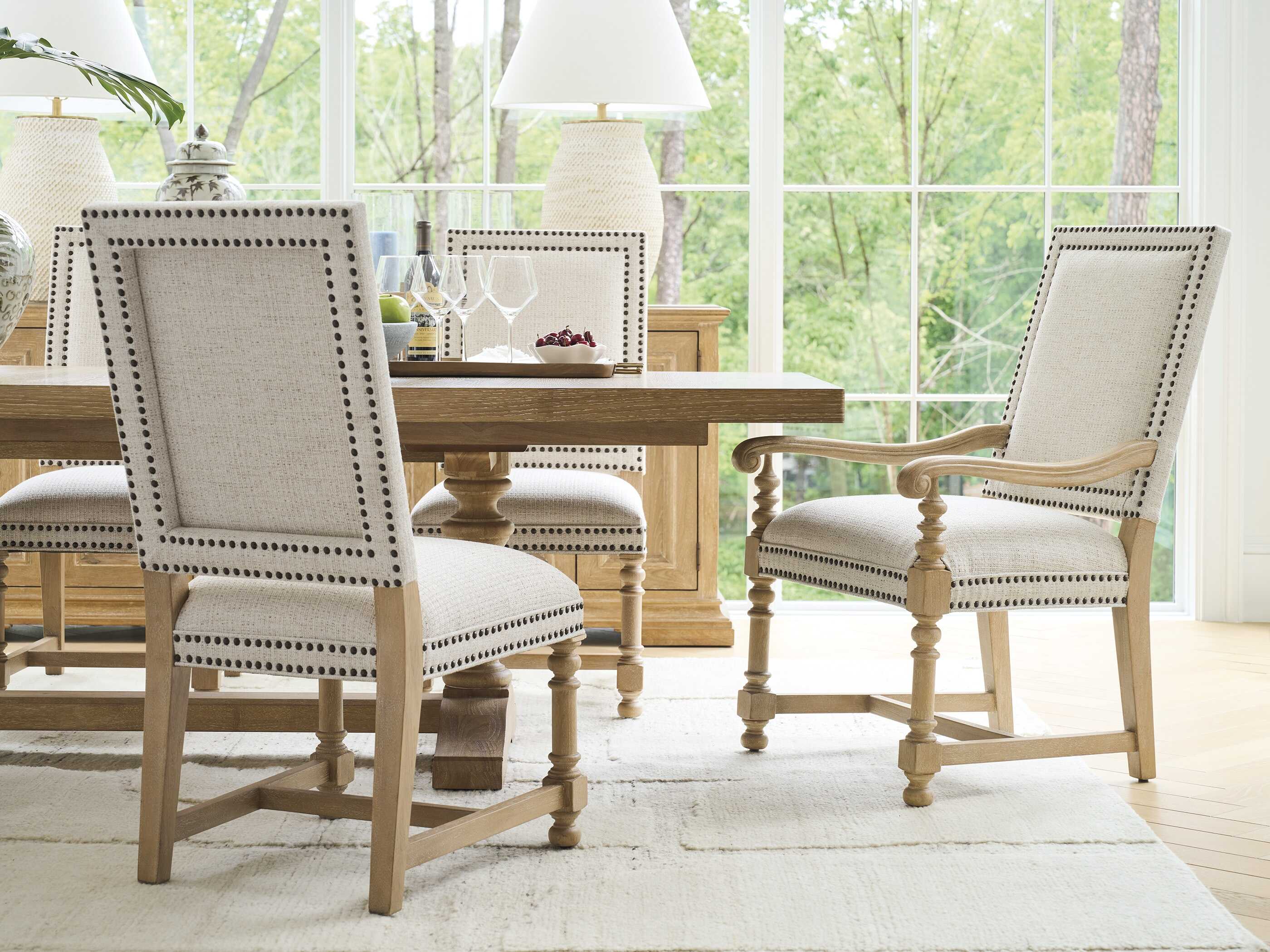 Barclay Butera Montecito Anderson Beige Upholstered Arm Dining Chair