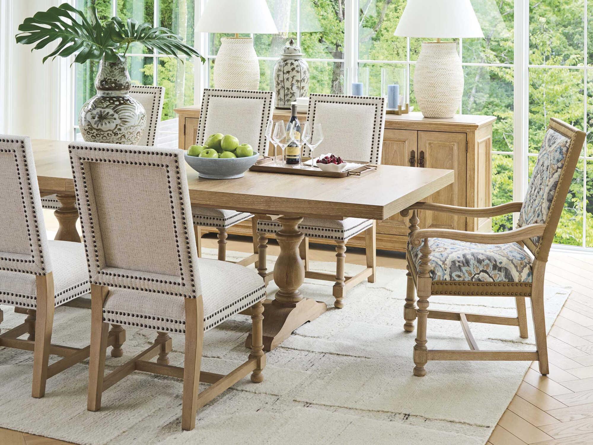 Barclay Butera Montecito Anderson Beige Upholstered Arm Dining Chair