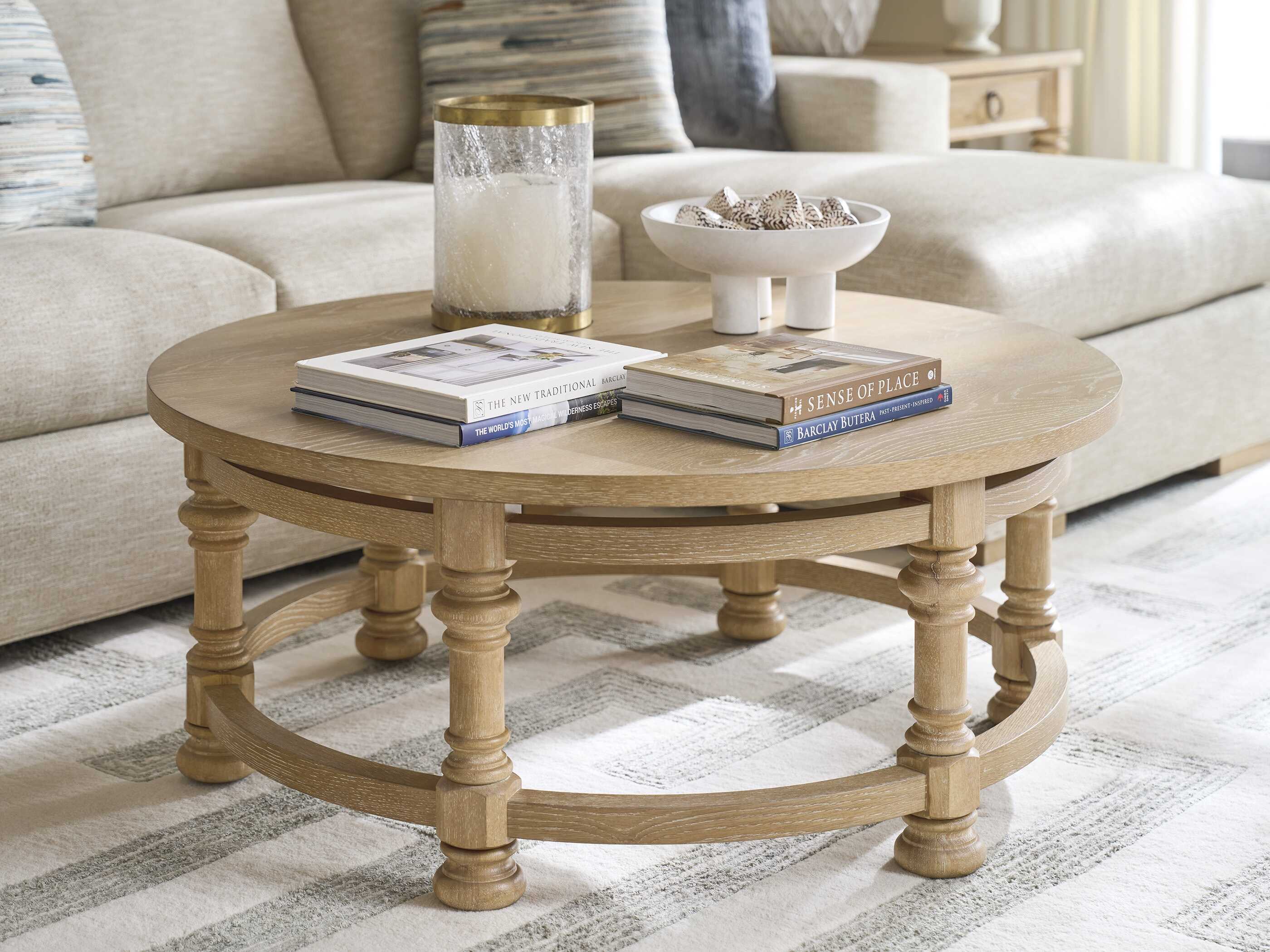Barclay Butera Montecito Hollister Round Wood Coffee Table