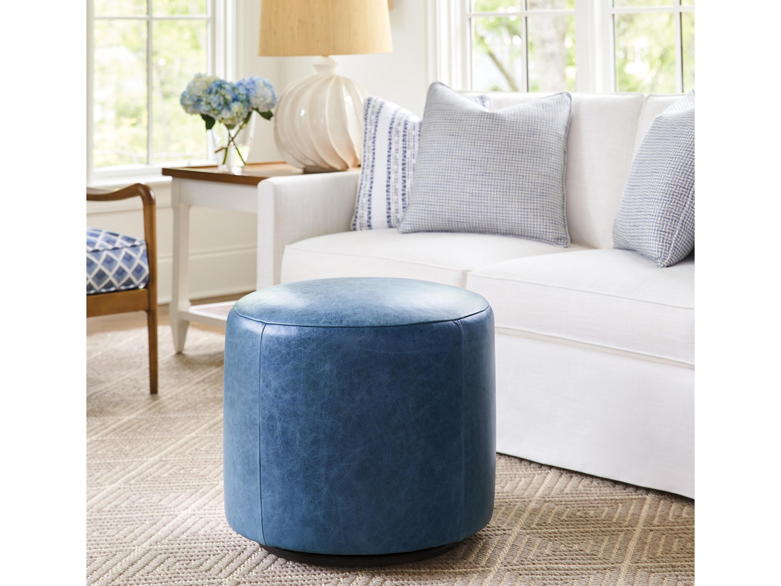 Barclay Butera Upholstery Three Arch Leather Ottoman