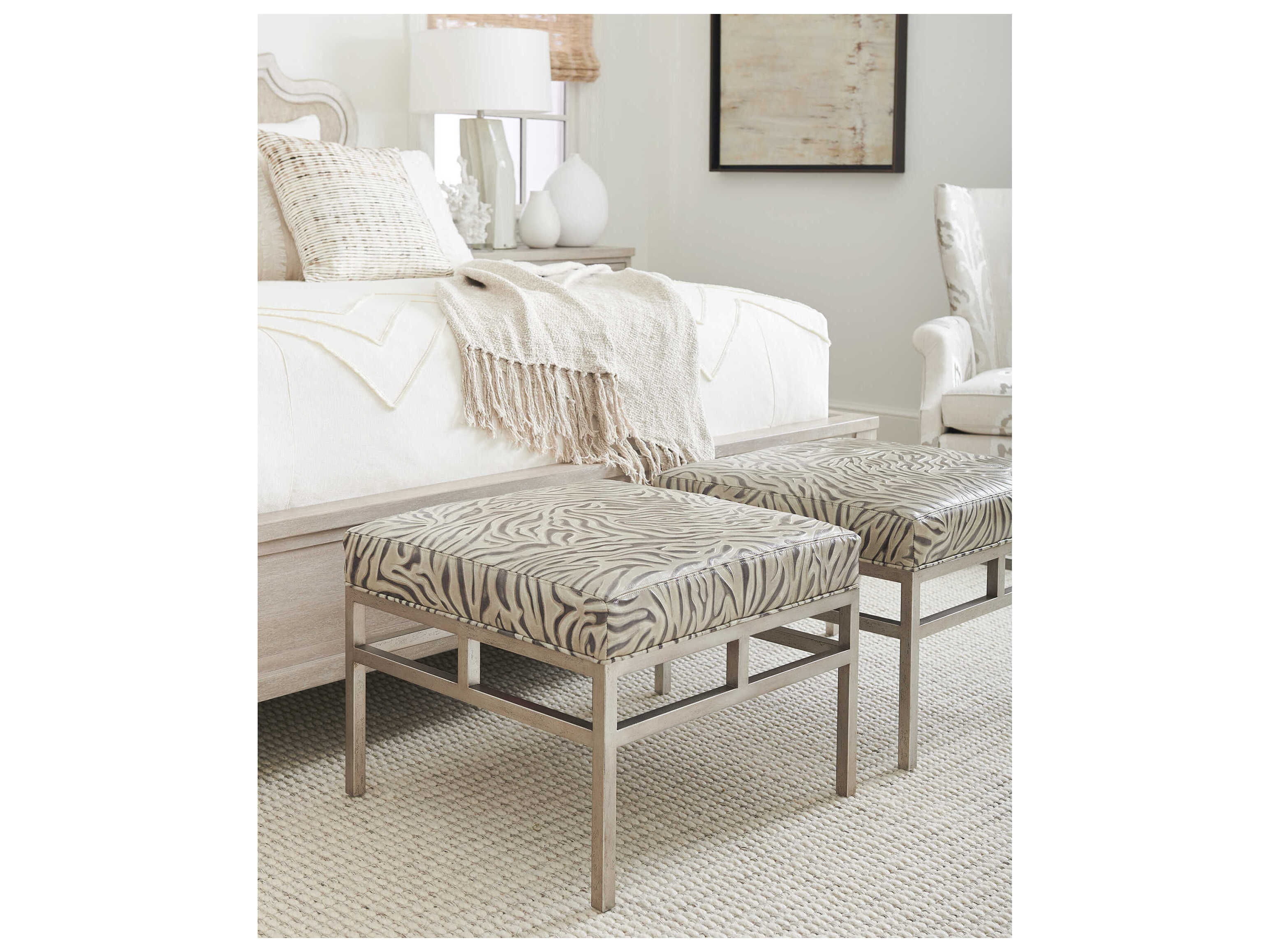 Barclay Butera Upholstery Lucca Metal Upholstered Ottoman