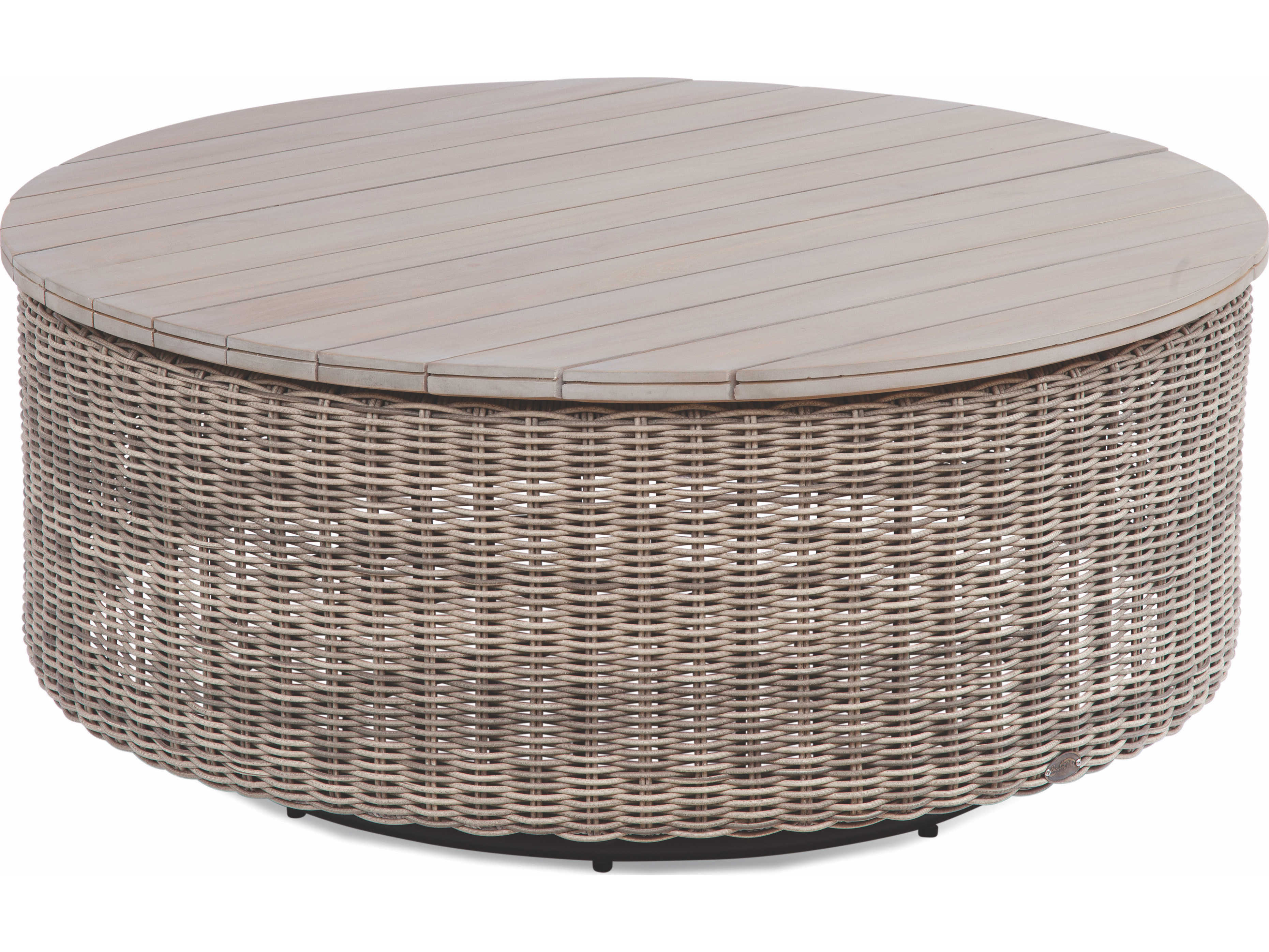 Braxton Culler Outdoor Paradise Bay Driftwood Teak Wicker Round Chat Table