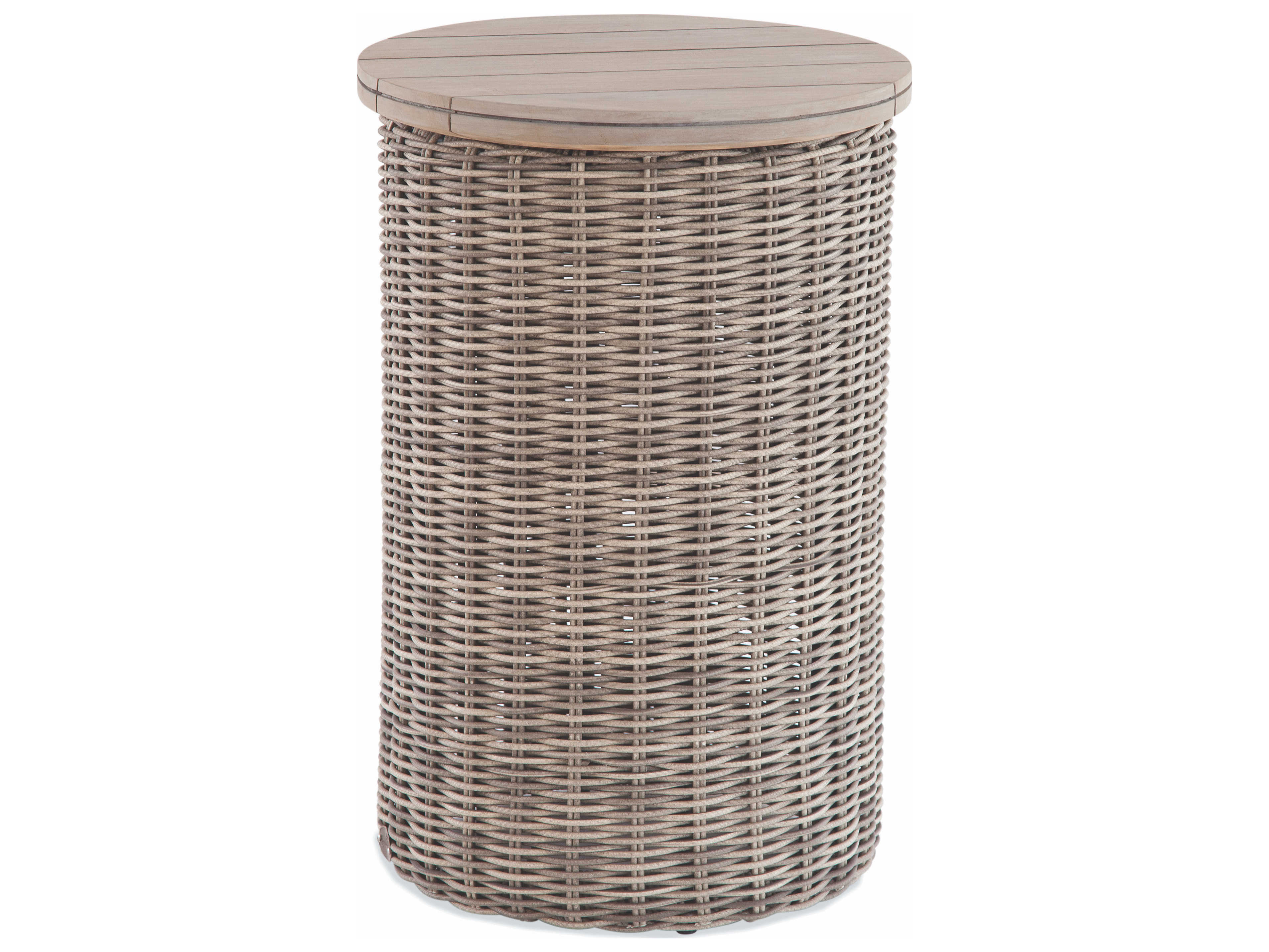 Braxton Culler Outdoor Paradise Bay Driftwood Teak Wicker Round End Table