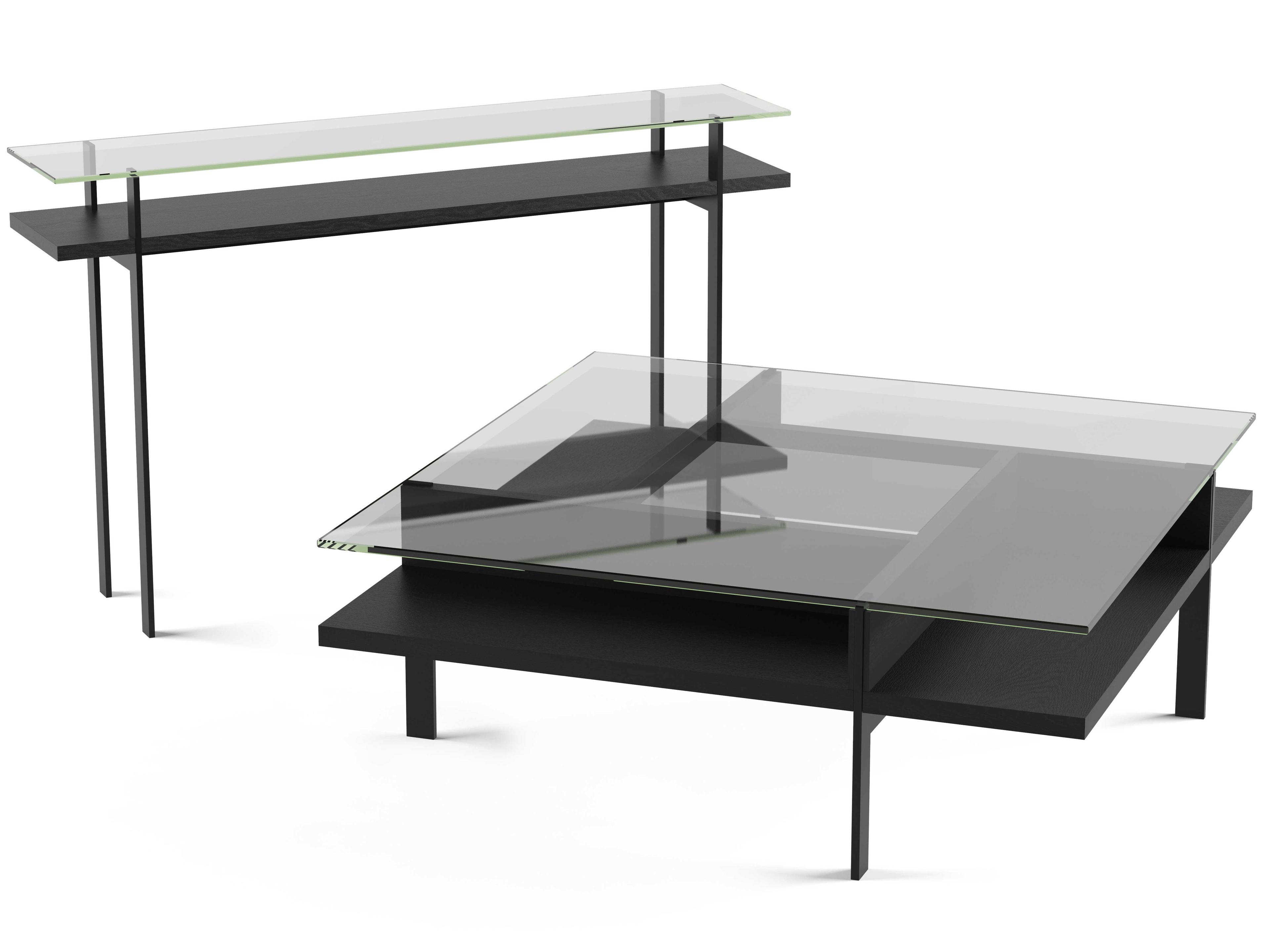 BDI Terrace Square Glass Charcoal Coffee Table