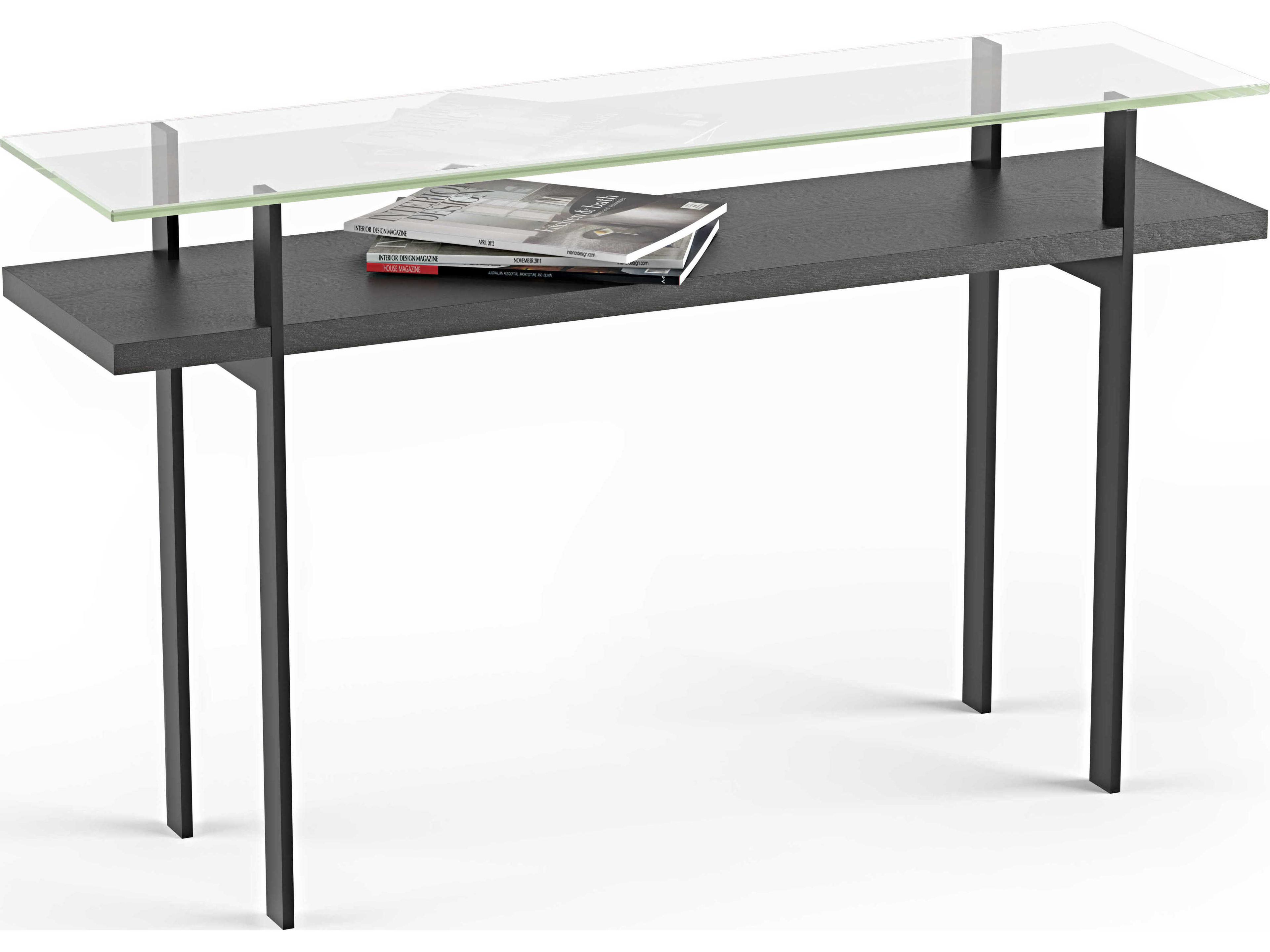 BDI Terrace Rectangular Glass Charcoal Console Table