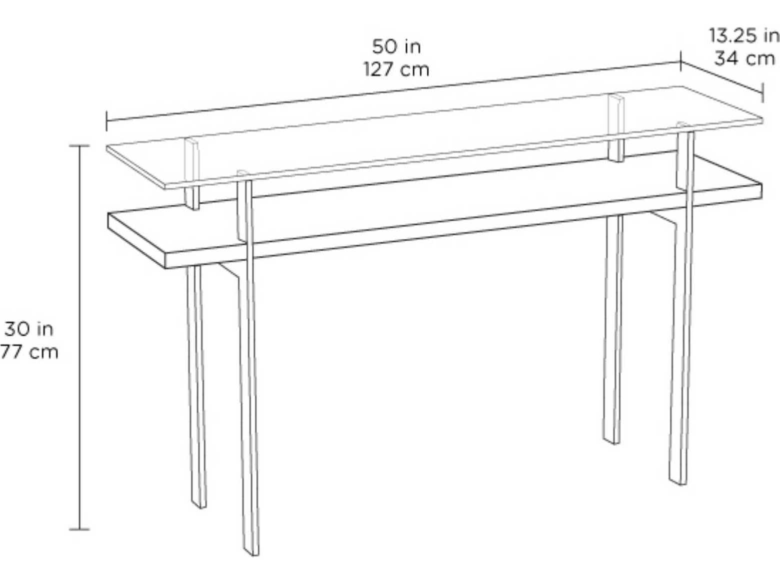 BDI Terrace Rectangular Glass Charcoal Console Table