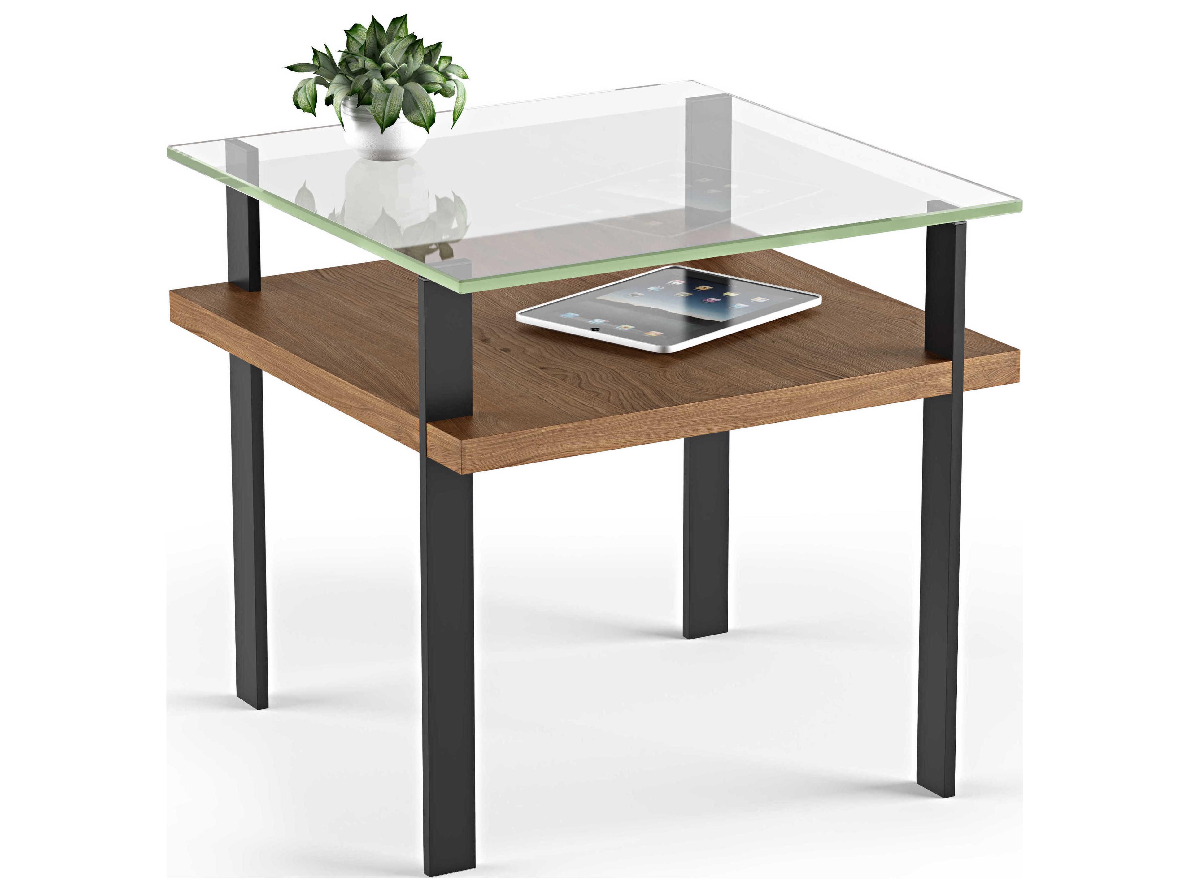 BDI Terrace Square Glass Natural Walnut End Table