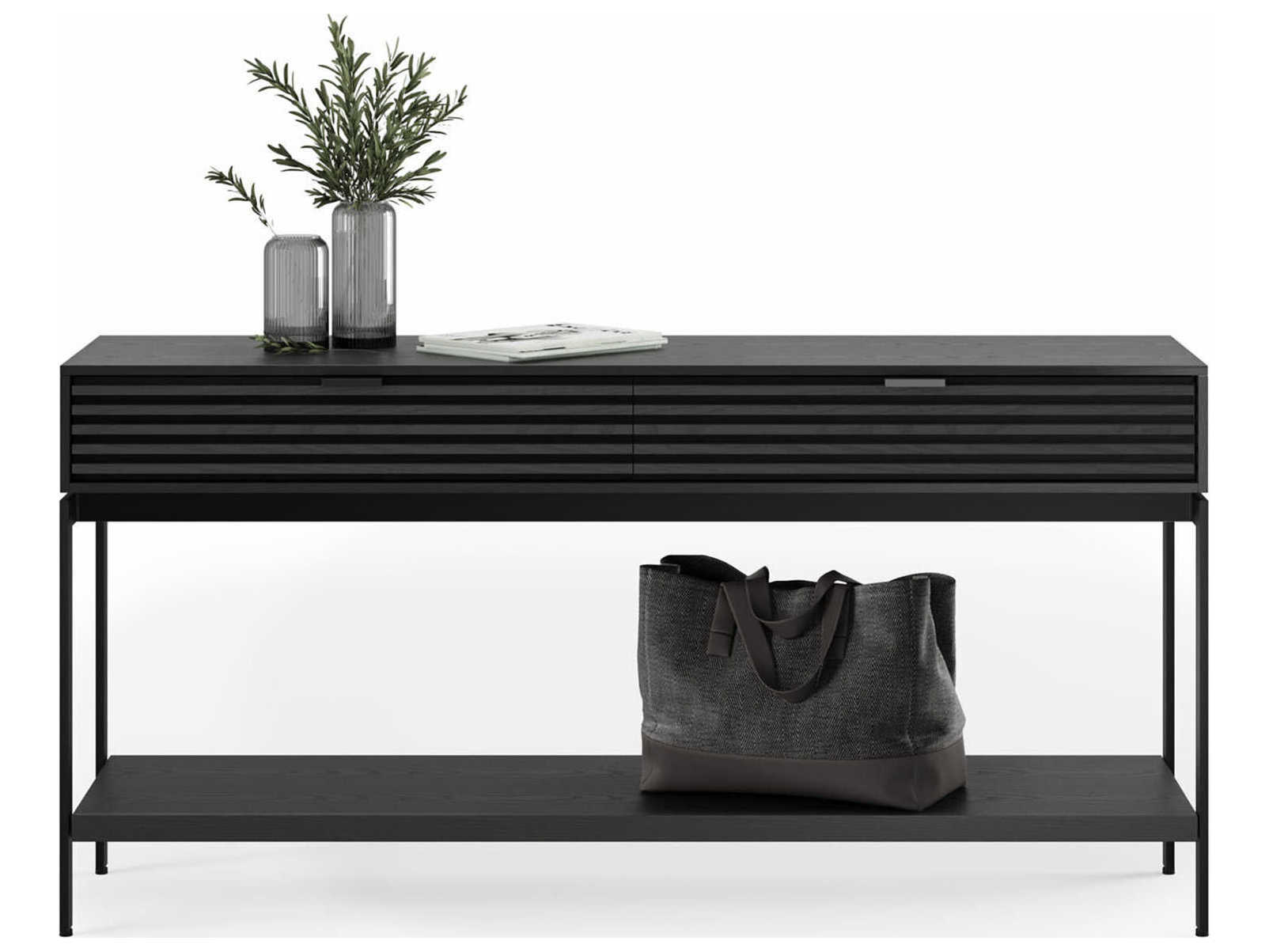 BDI Cora Rectangular Wood Ebonized Ash Black Console Table