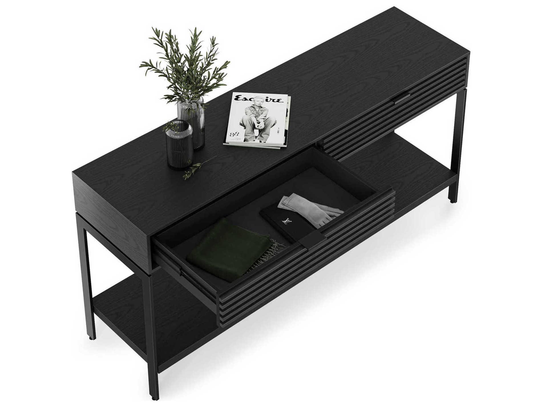 BDI Cora Rectangular Wood Ebonized Ash Black Console Table
