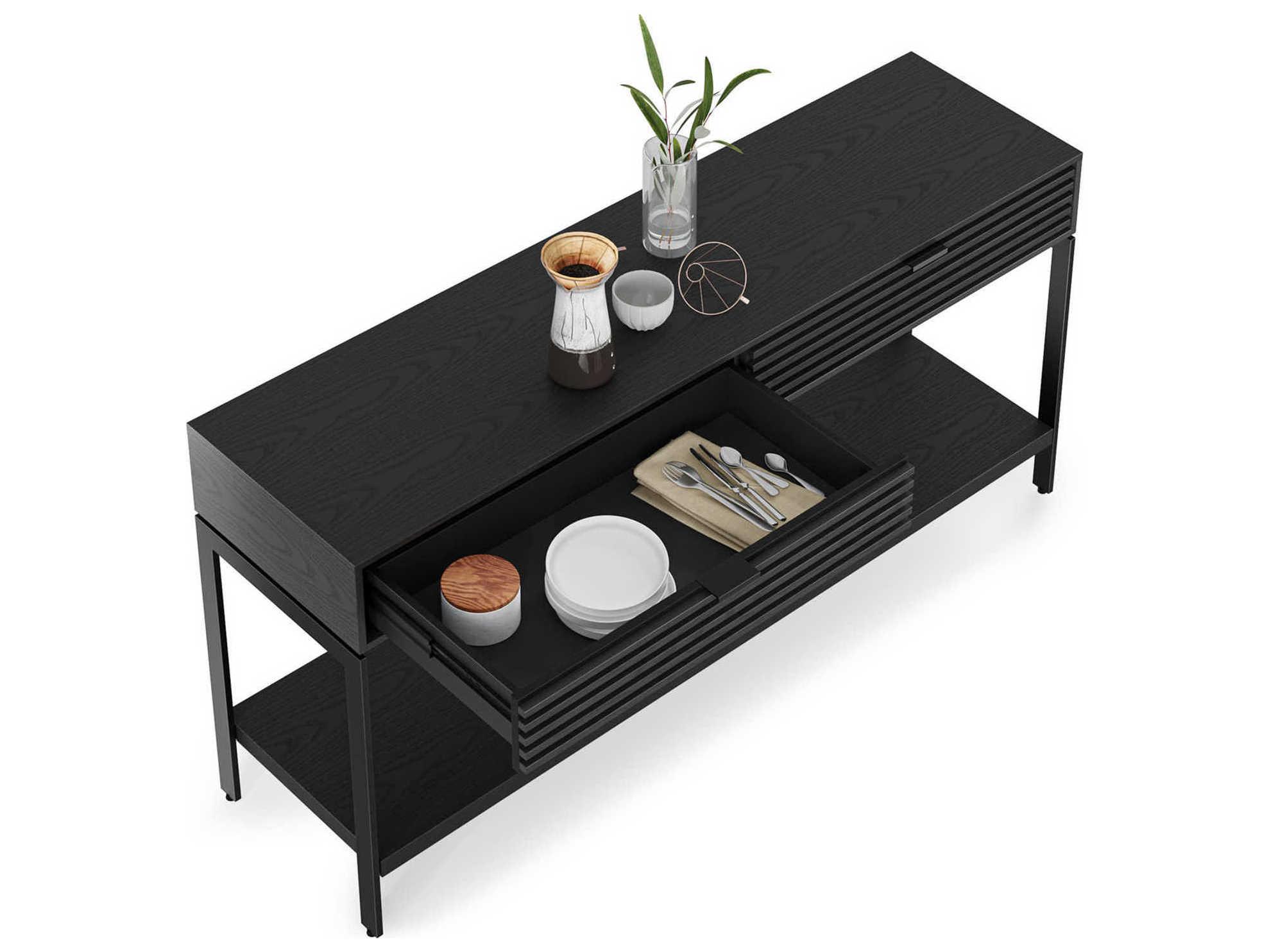 BDI Cora Rectangular Wood Ebonized Ash Black Console Table