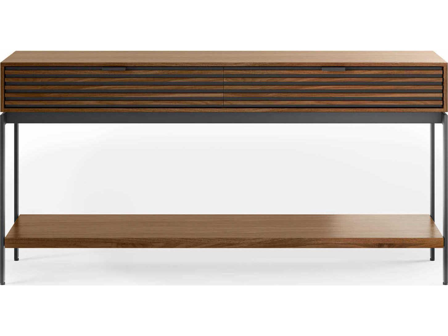 BDI Cora Rectangular Wood Natural Walnut Black Console Table