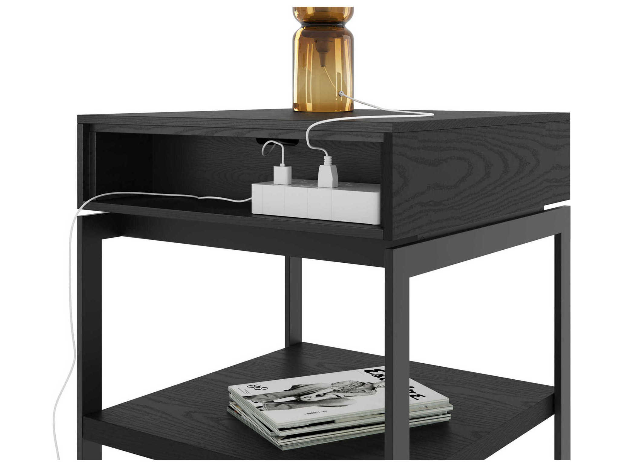 BDI Cora Square Wood Ebonized Ash Black End Table