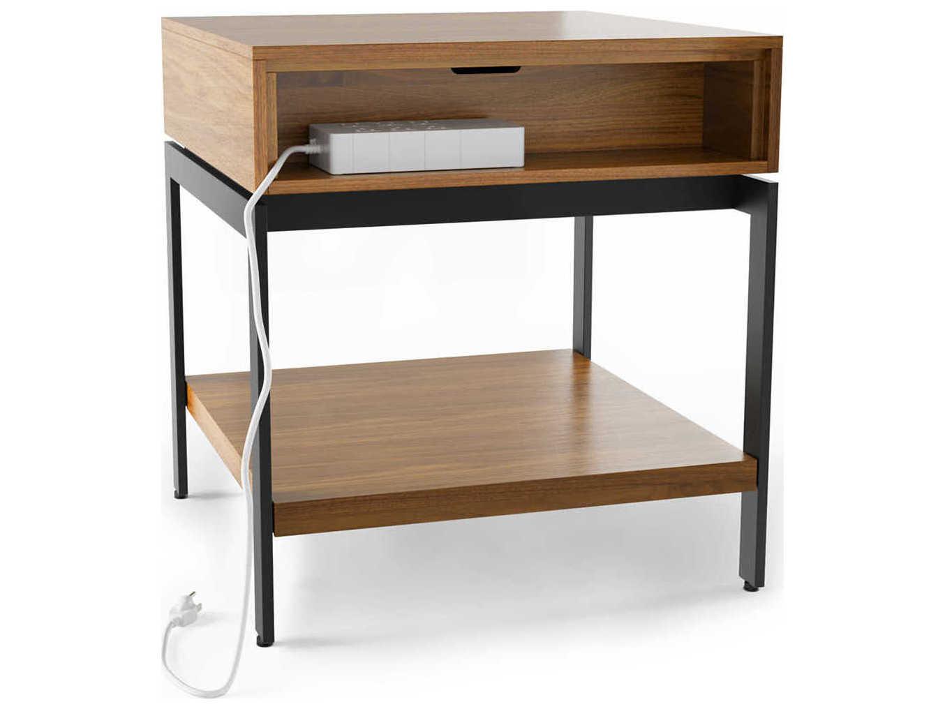 BDI Cora Square Wood Natural Walnut Black End Table