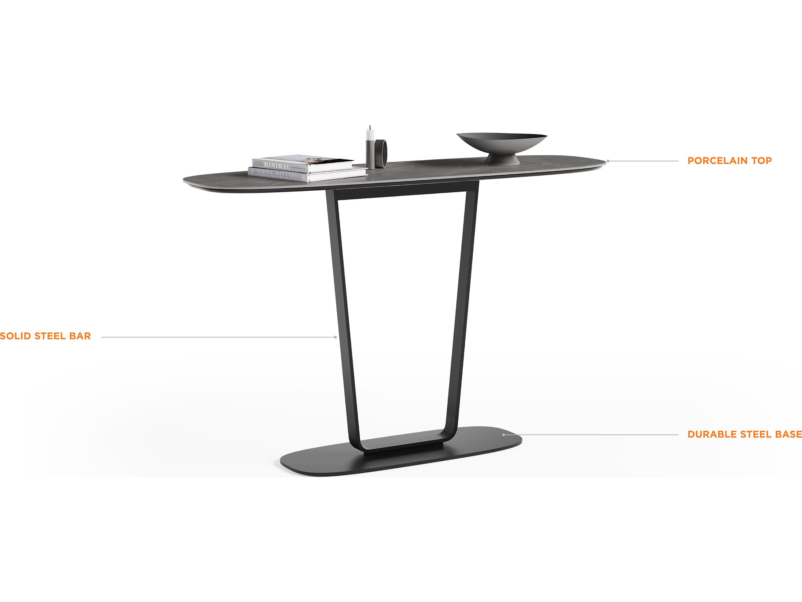 BDI Cloud 9 Rectangular Porcelain Alto Grey Console Table